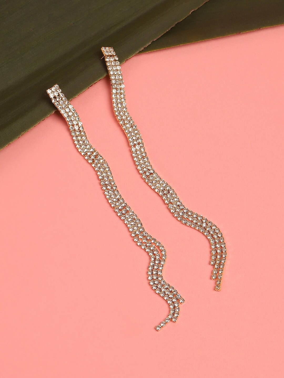 

SOHI Gold-Plated Artificial Stones Drop Earrings