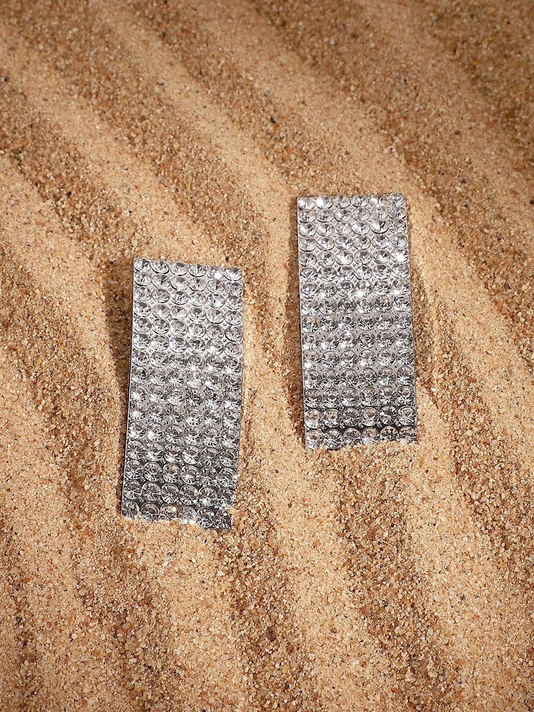 

SOHI Silver-Plated Square Drop Earrings