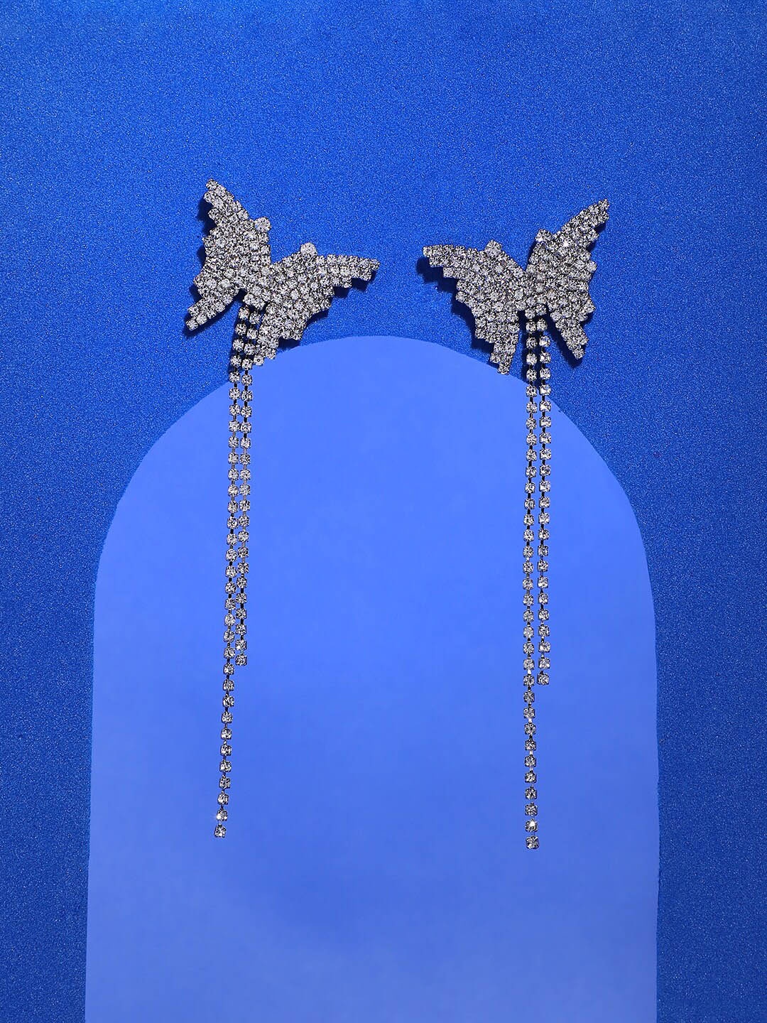 

SOHI Silver-Plated Butterfly Shaped Drop Earrings