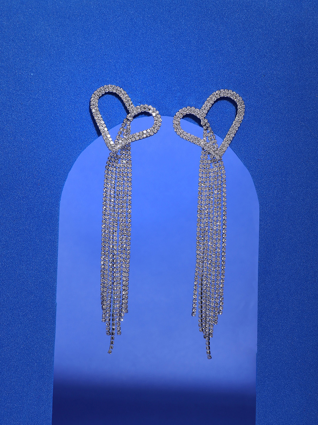 

SOHI Silver-Plated Heart Shaped Drop Earrings