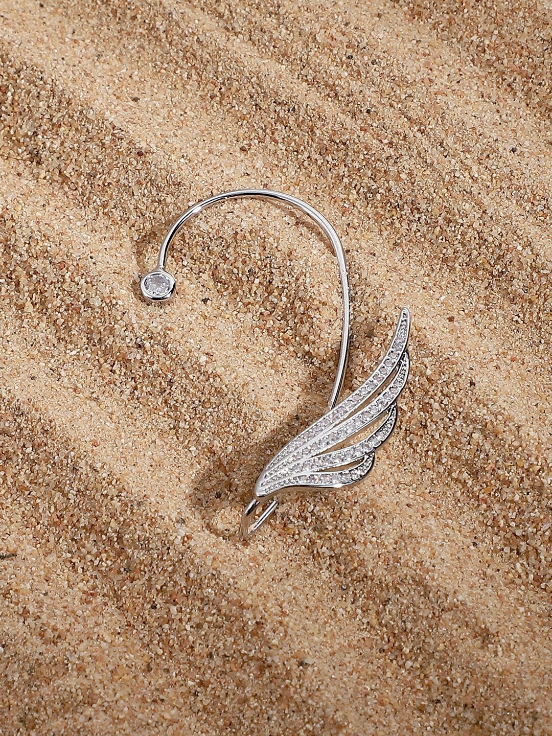 

SOHI Silver-Plated Feather Shaped Ear Cuff Earring