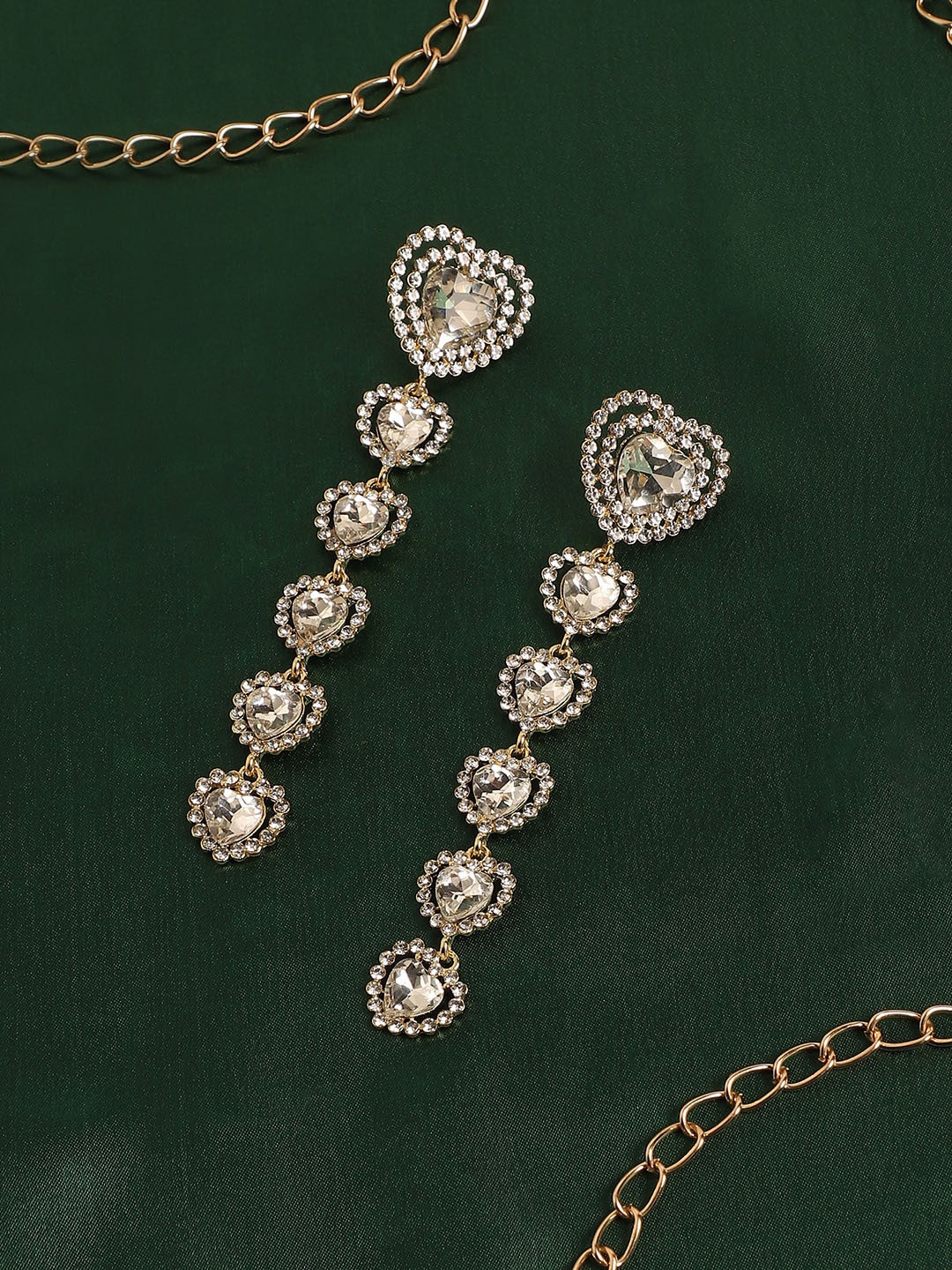 

SOHI Gold-Plated Heart Shaped Drop Earrings
