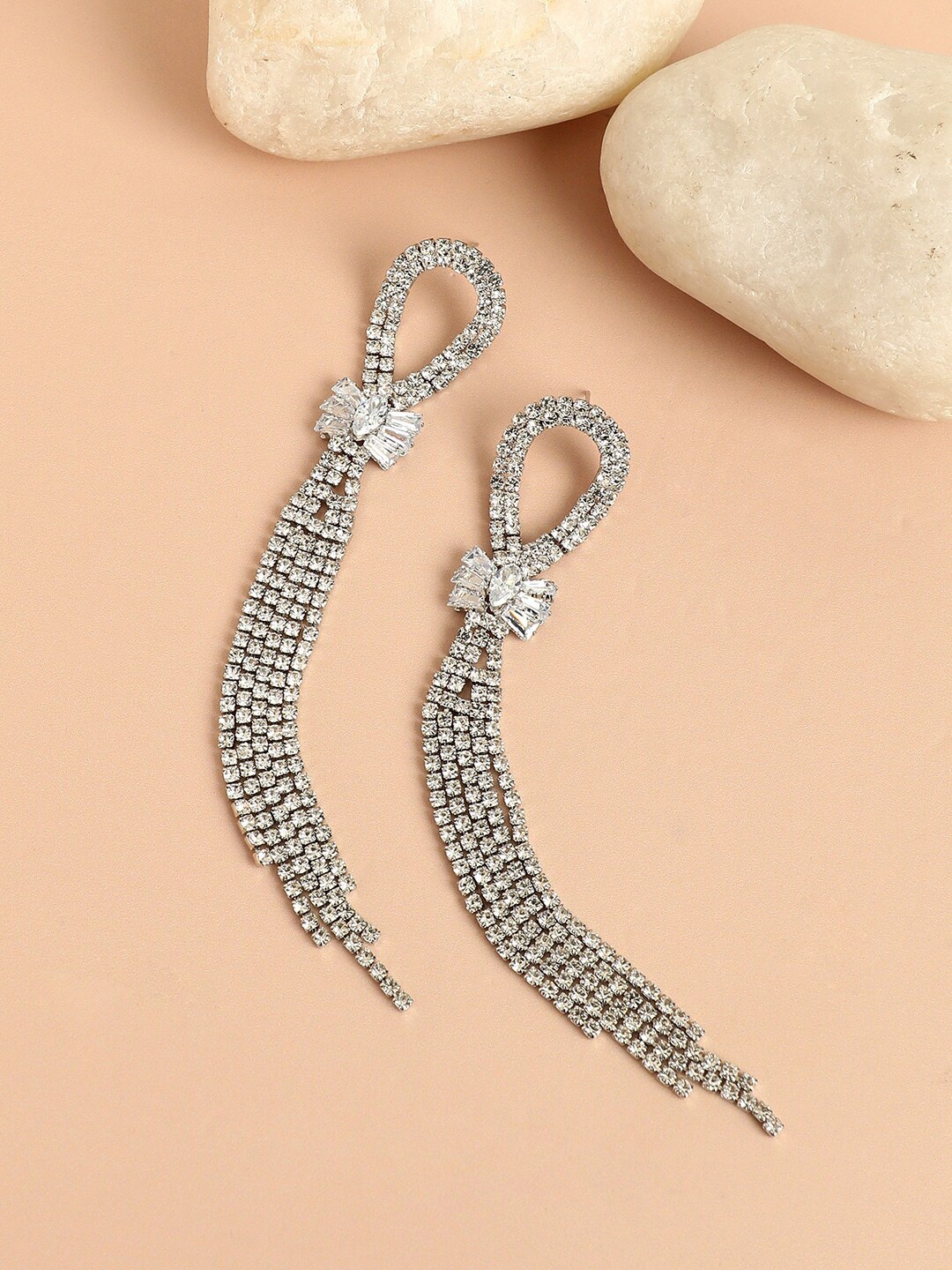 

SOHI Silver-Toned Contemporary Drop Earrings