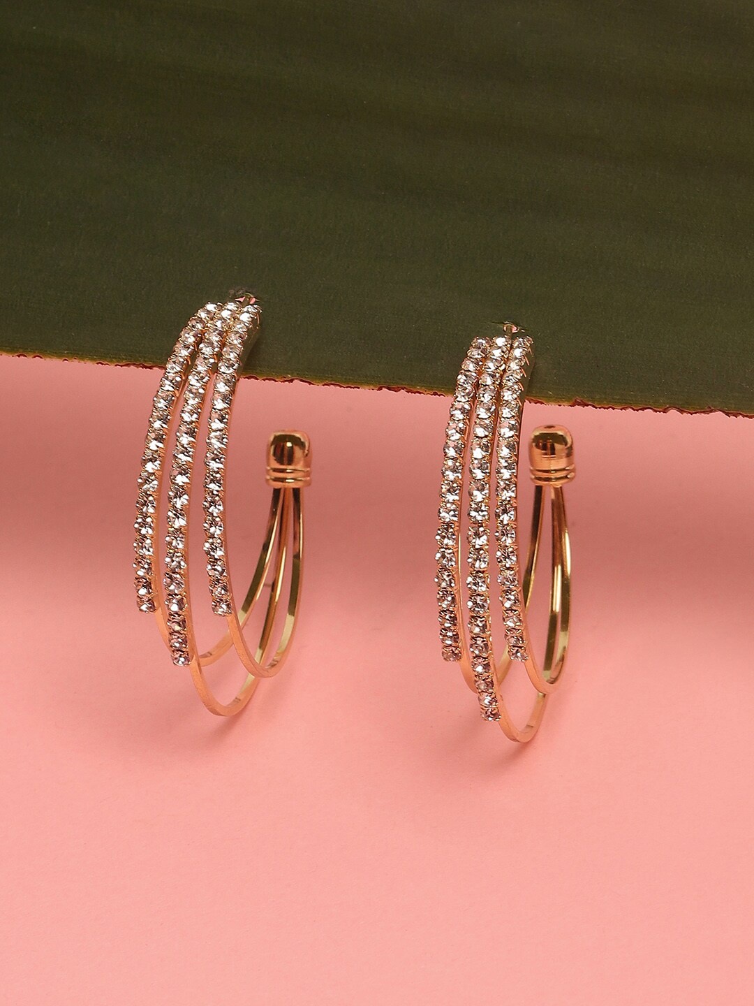 

SOHI Gold-Plated Contemporary Half Hoop Earrings