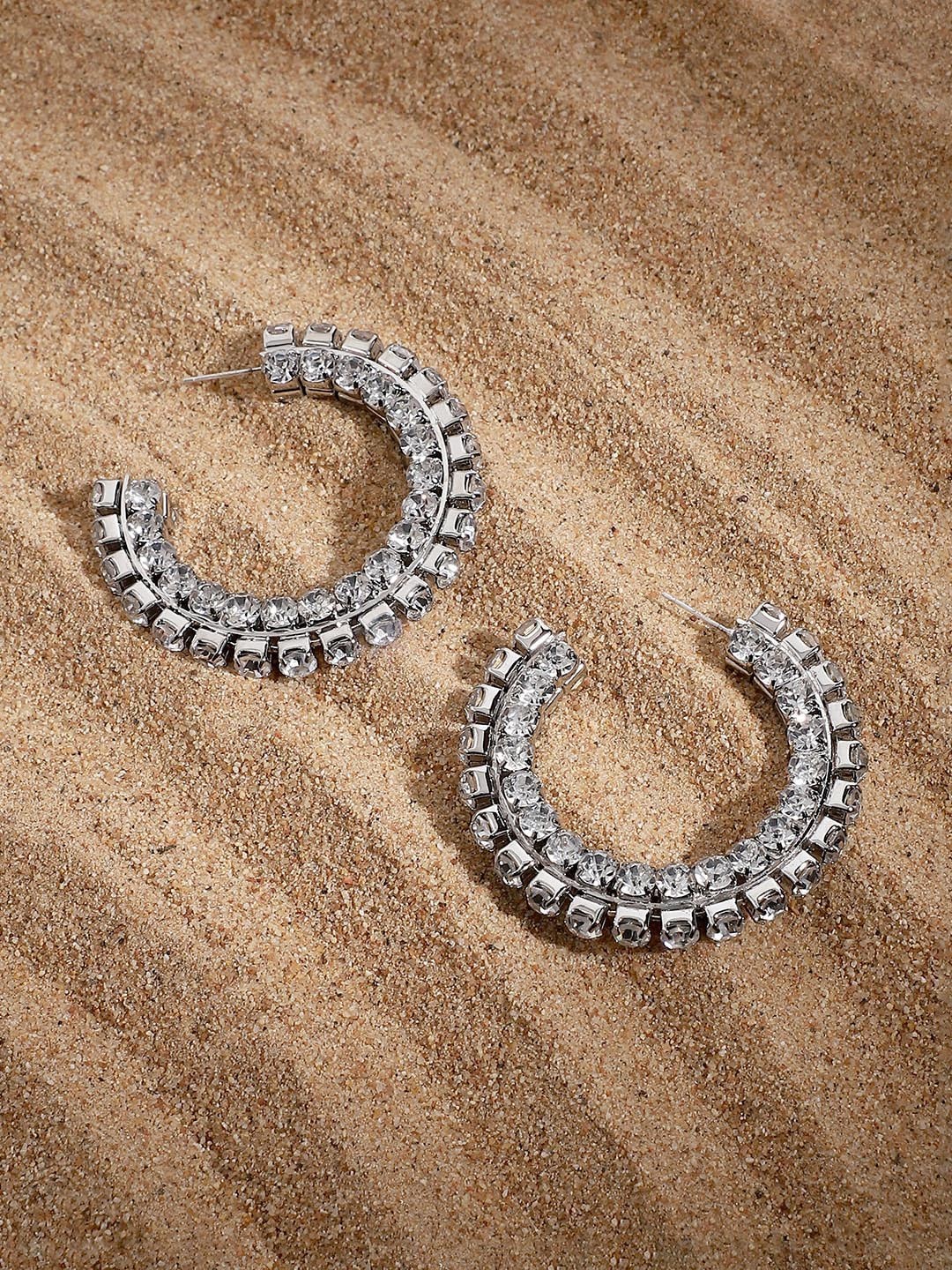 

SOHI Silver-Plated Classic Half Hoop Earrings