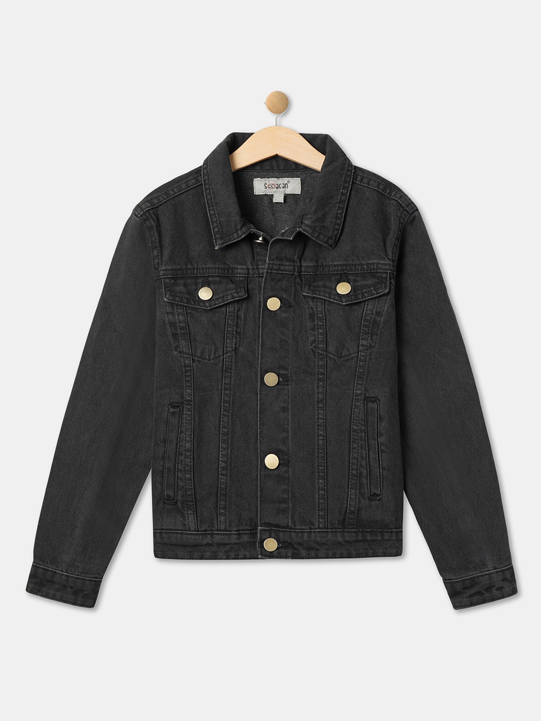 

R&B Boys Washed Denim Jacket, Black