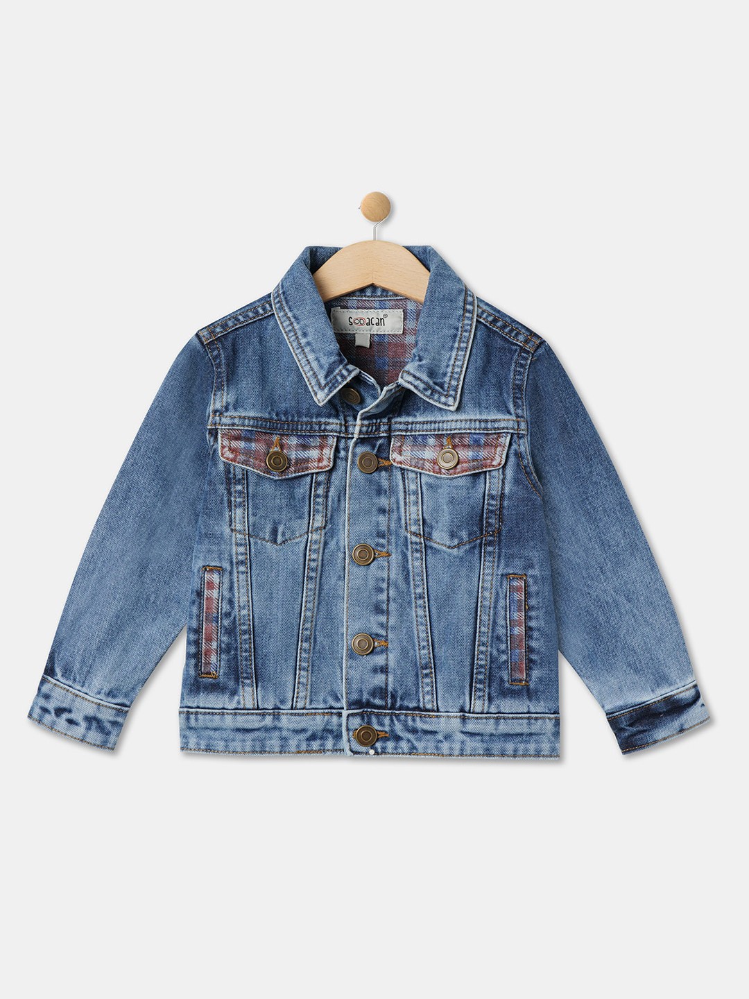 

R&B Boys Washed Cotton Denim Jacket, Blue