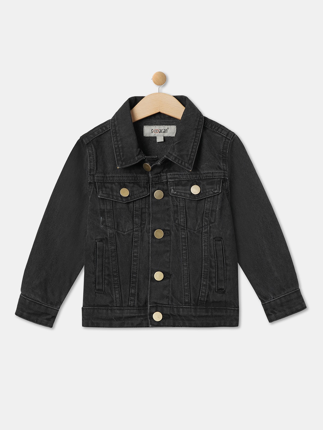 

R&B Boys Washed Cotton Denim Jacket, Black