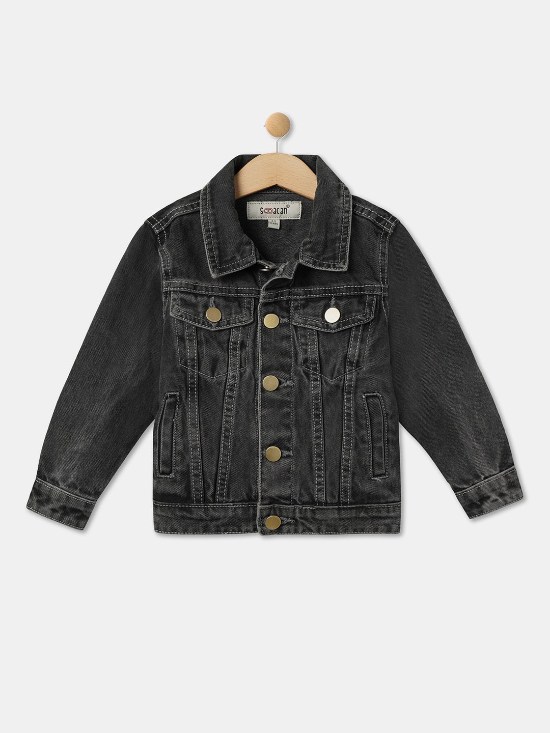 

R&B Boys Washed Denim Jacket, Grey