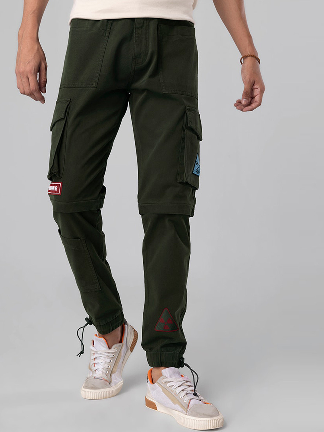 

Snitch Men Slim Fit Cargos Trousers, Olive