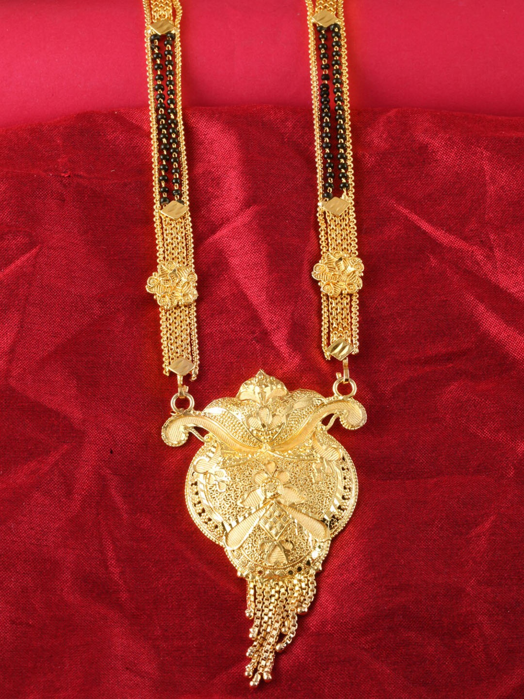 

MEENAZ Gold-Plated Beaded Multi Stranded Long Mangalsutra