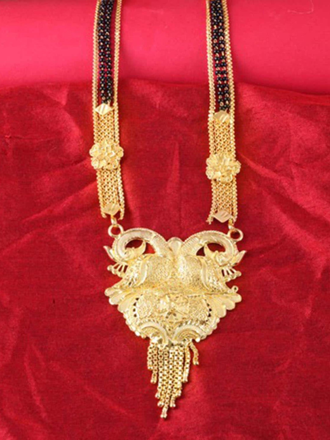 

MEENAZ Gold-Plated Beaded Multi Stranded Long Mangalsutra