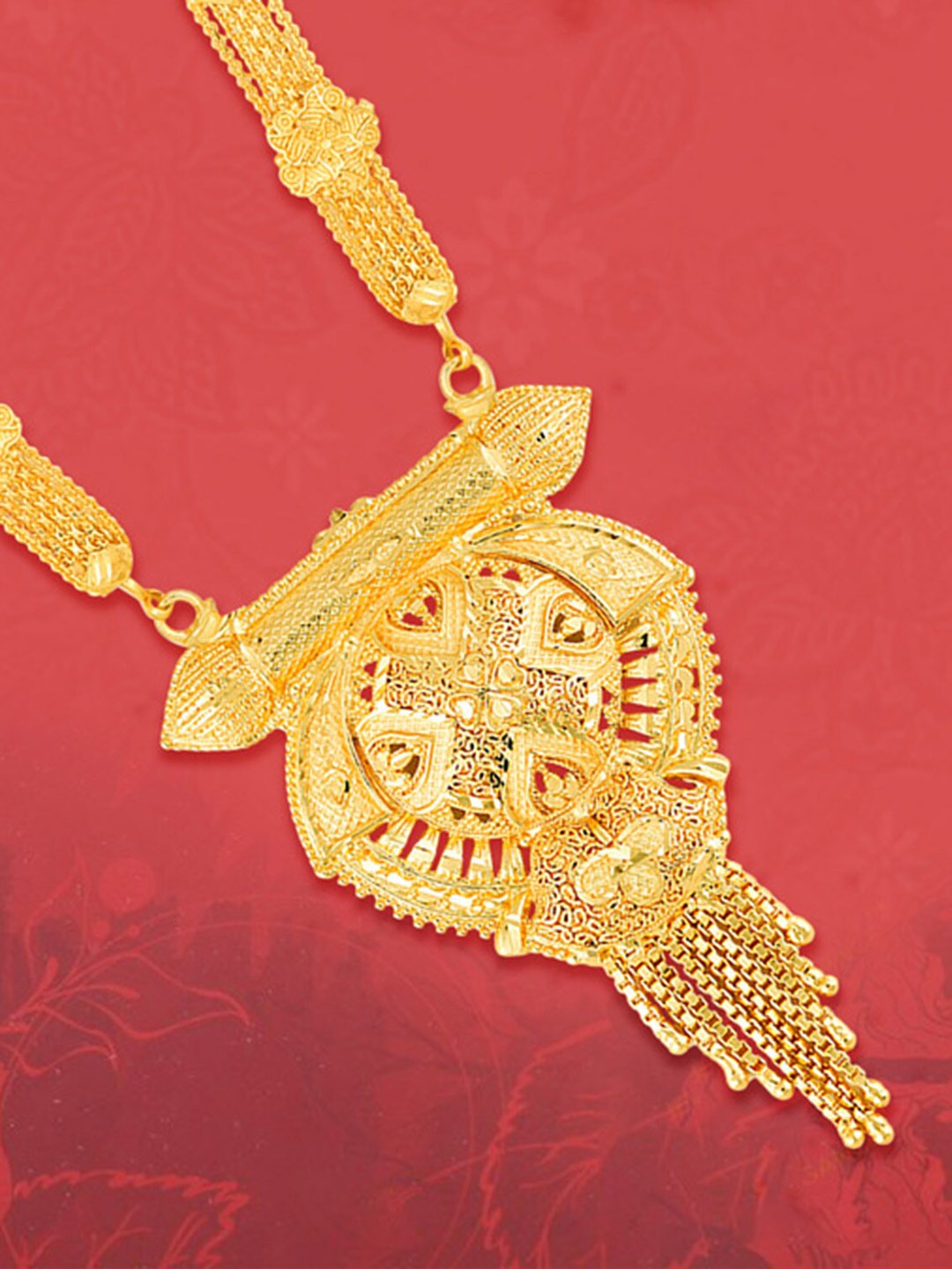 

MEENAZ Gold-Plated Beaded Multi Stranded Long Mangalsutra
