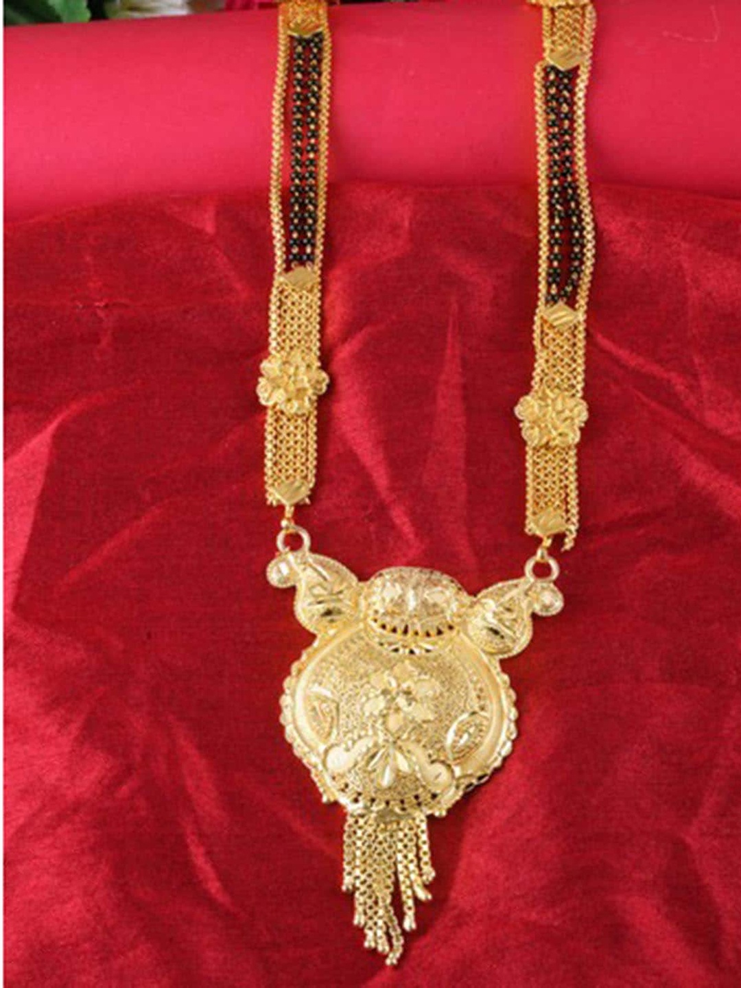 

MEENAZ Gold-Plated Beaded Multi Stranded Mangalsutra