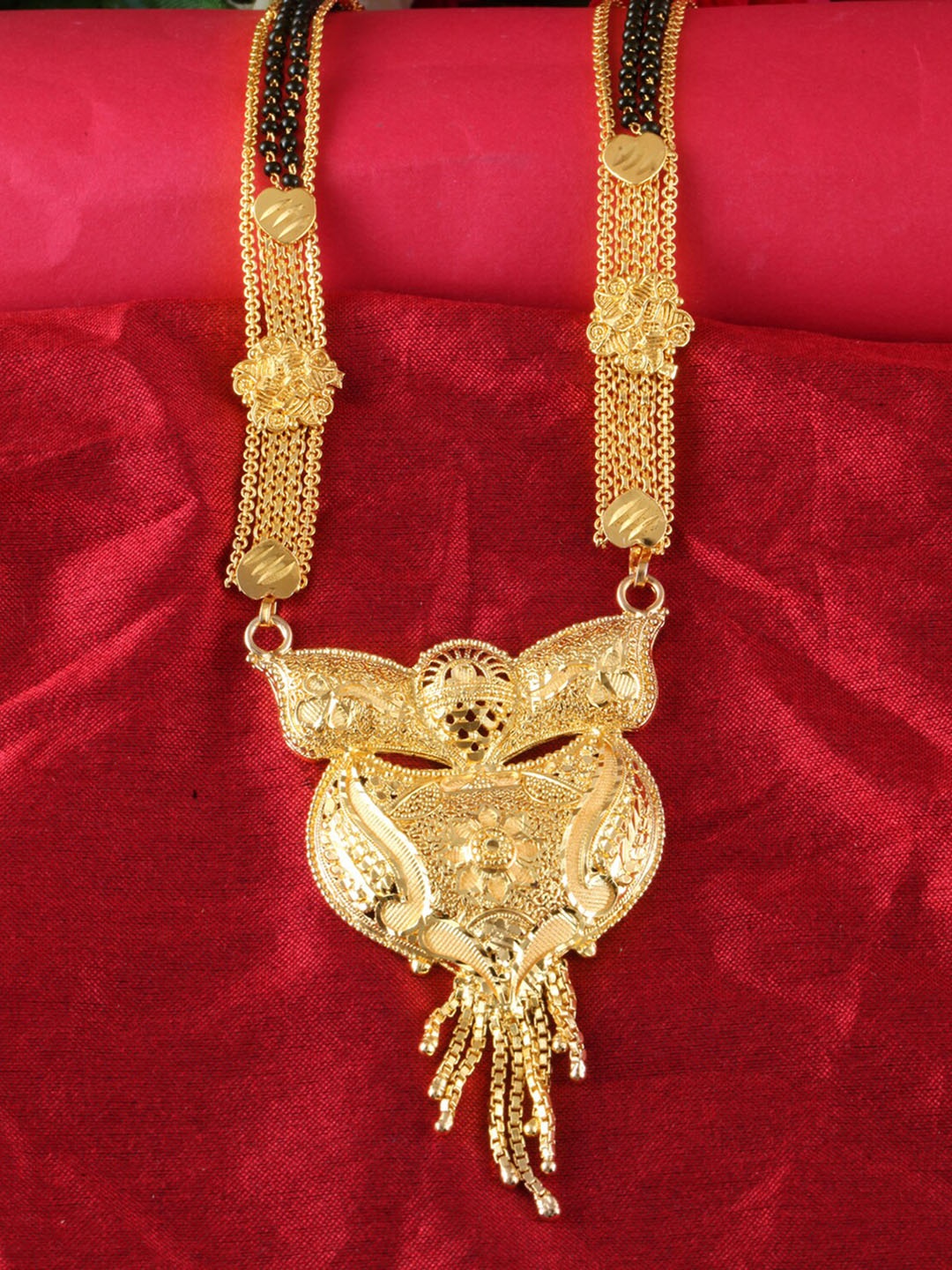 

MEENAZ Gold-Plated Beaded Stranded Mangalsutra
