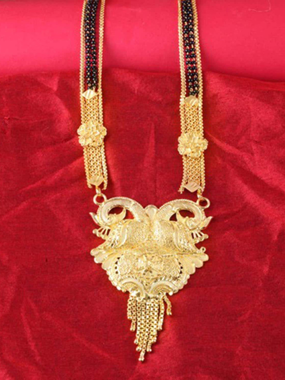 

MEENAZ Gold-Plated Beaded Stranded Mangalsutra