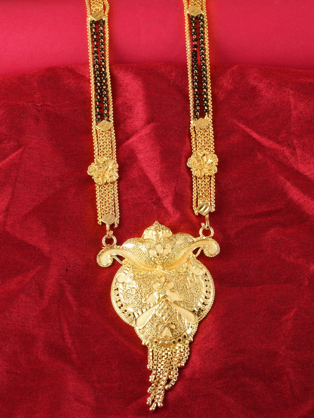 

MEENAZ Gold-Plated Beaded Stranded Mangalsutra