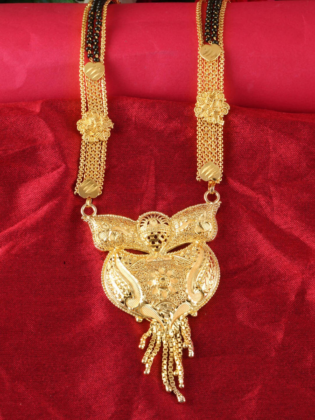 

MEENAZ Gold-Plated Beaded Stranded Mangalsutra