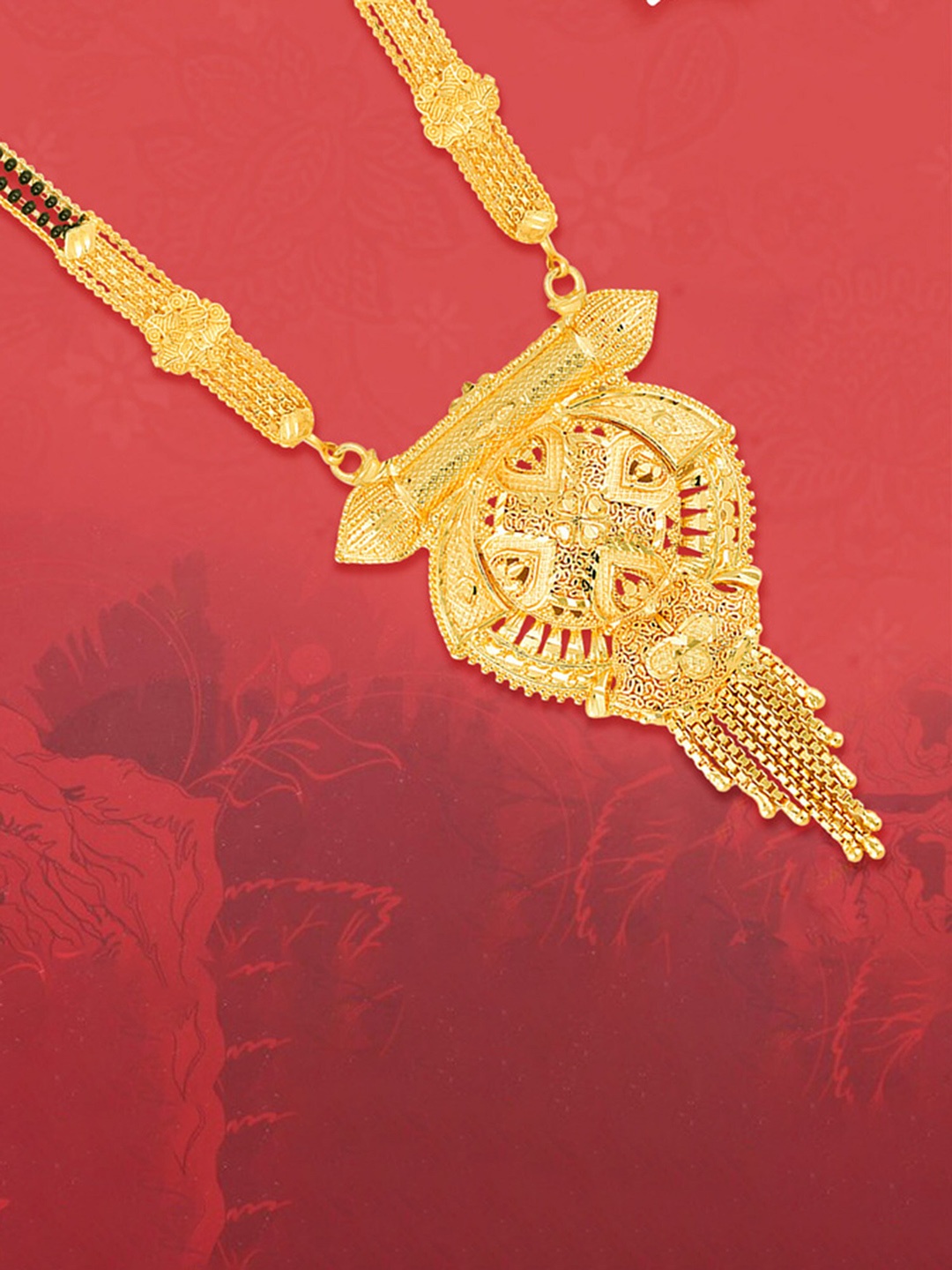 

MEENAZ Gold-Plated Beaded Stranded Mangalsutra