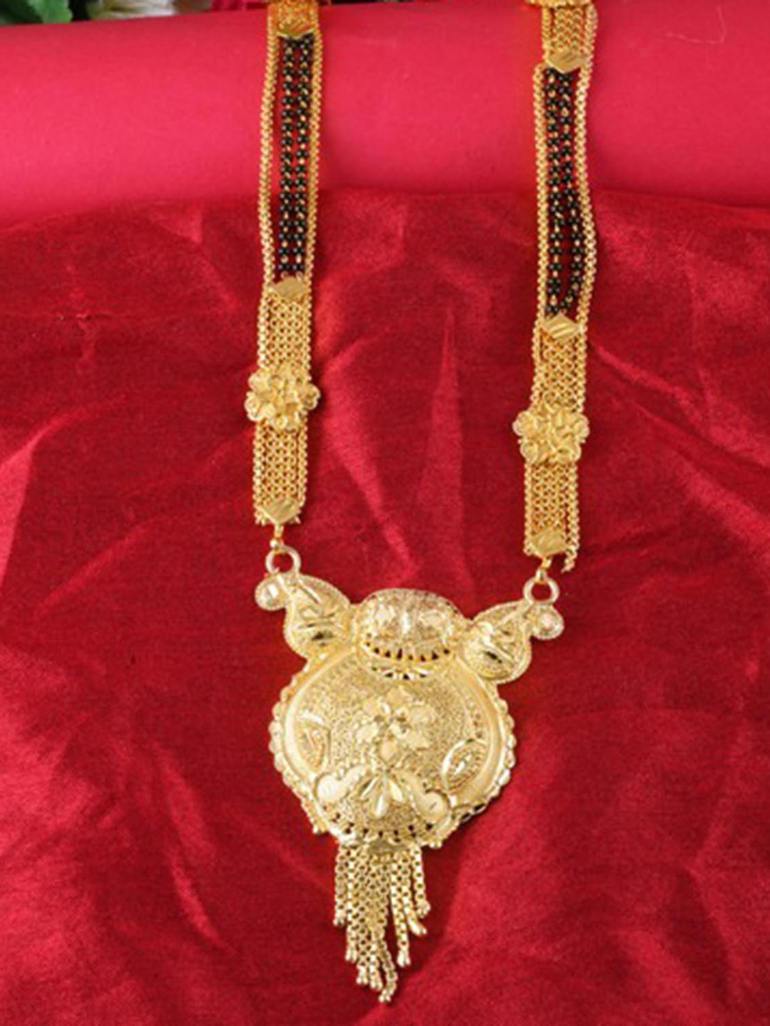 

MEENAZ Gold-Plated Beaded Multi Stranded Mangalsutra