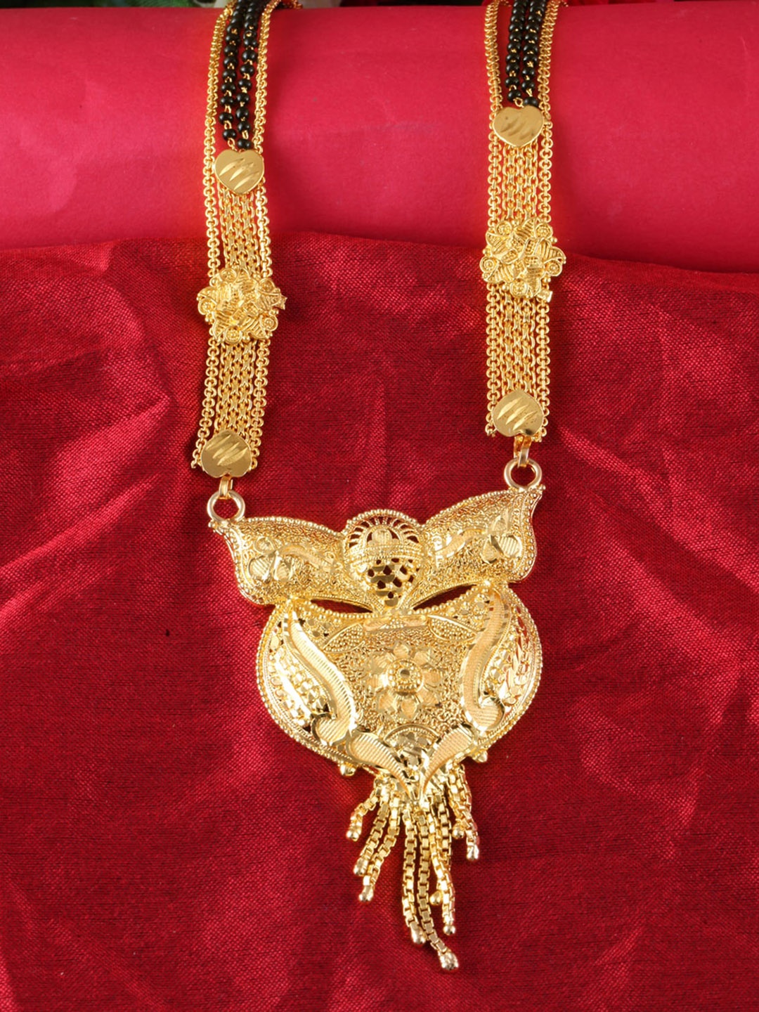 

MEENAZ Gold-Plated Beaded Multi Stranded Mangalsutra