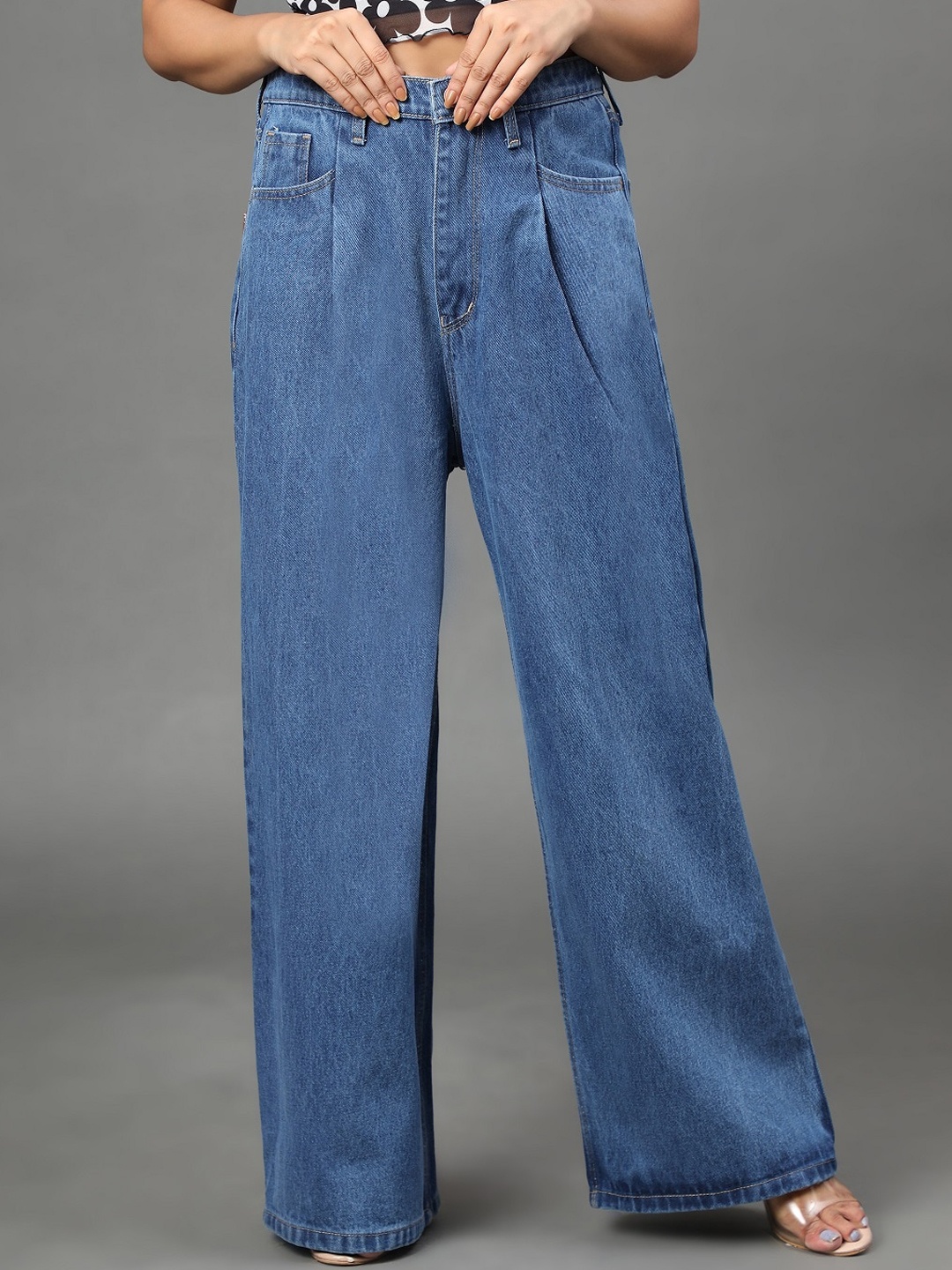 

AngelFab Women Jean Relaxed Fit High-Rise Jeans, Blue