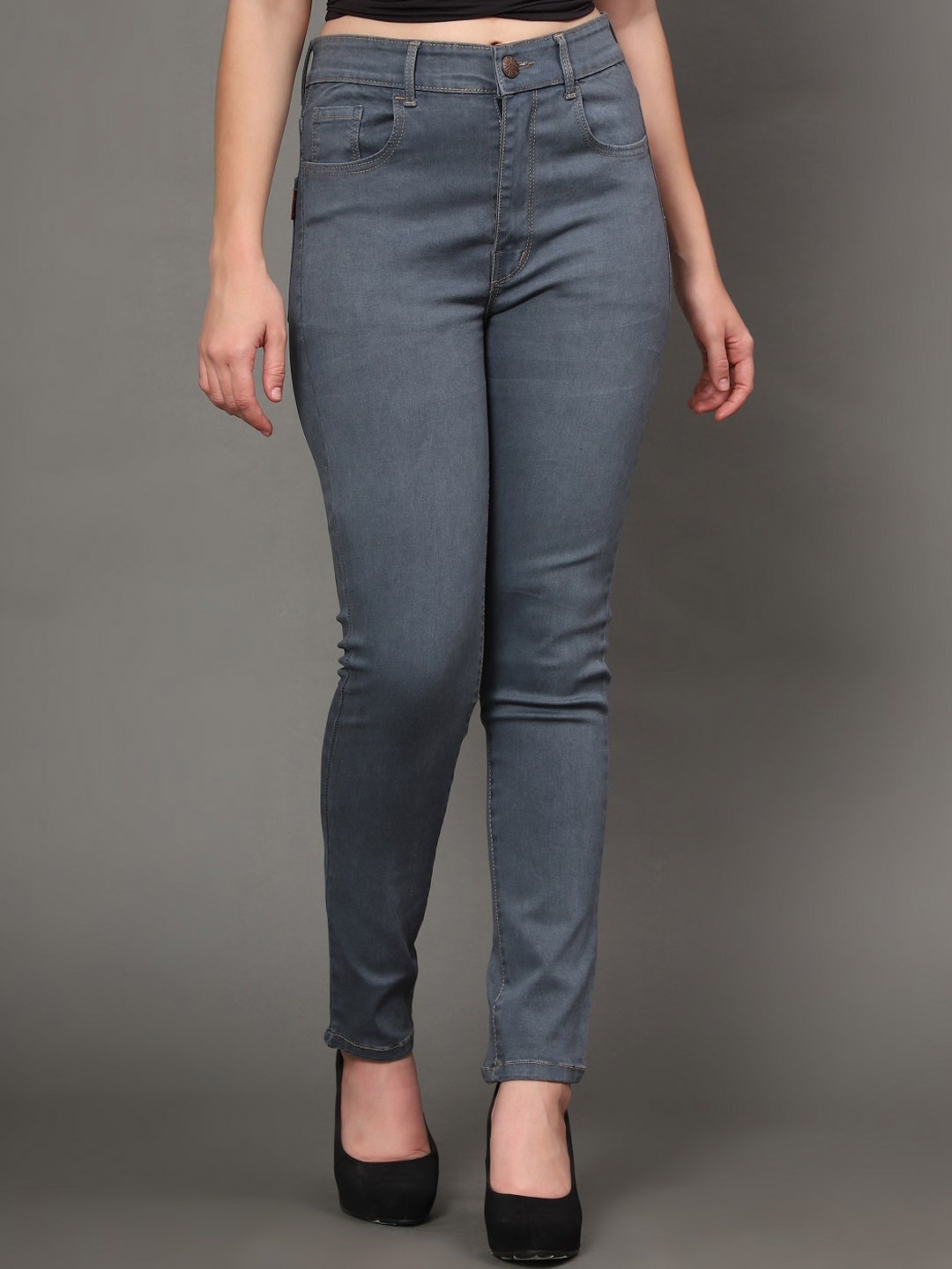 

AngelFab Women Jean Skinny Fit High-Rise Stretchable Jeans, Grey