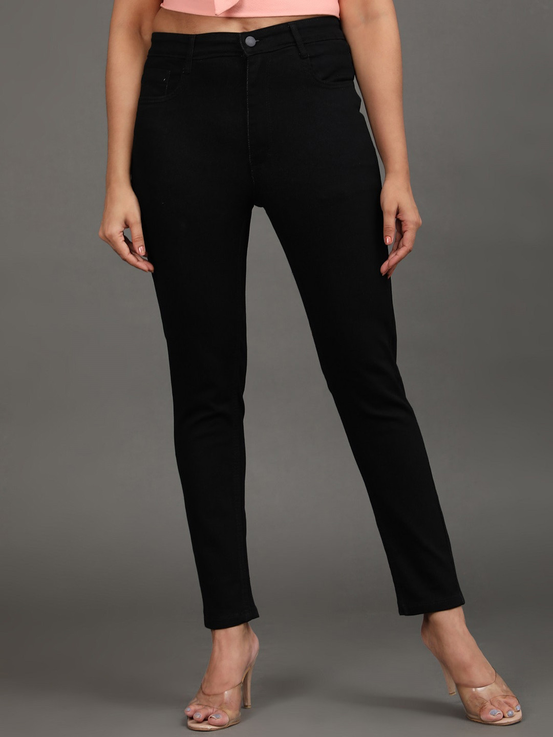 

AngelFab Women Jean Skinny Fit High-Rise Stretchable Jeans, Black