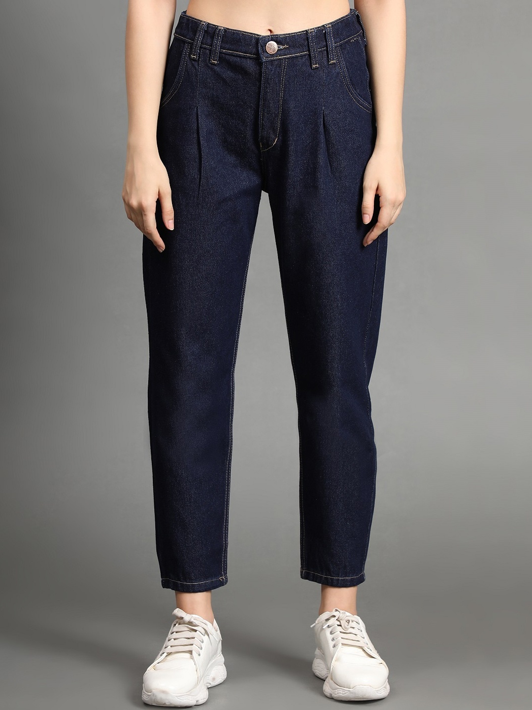 

AngelFab Women Jean Straight Fit High-Rise Jeans, Navy blue