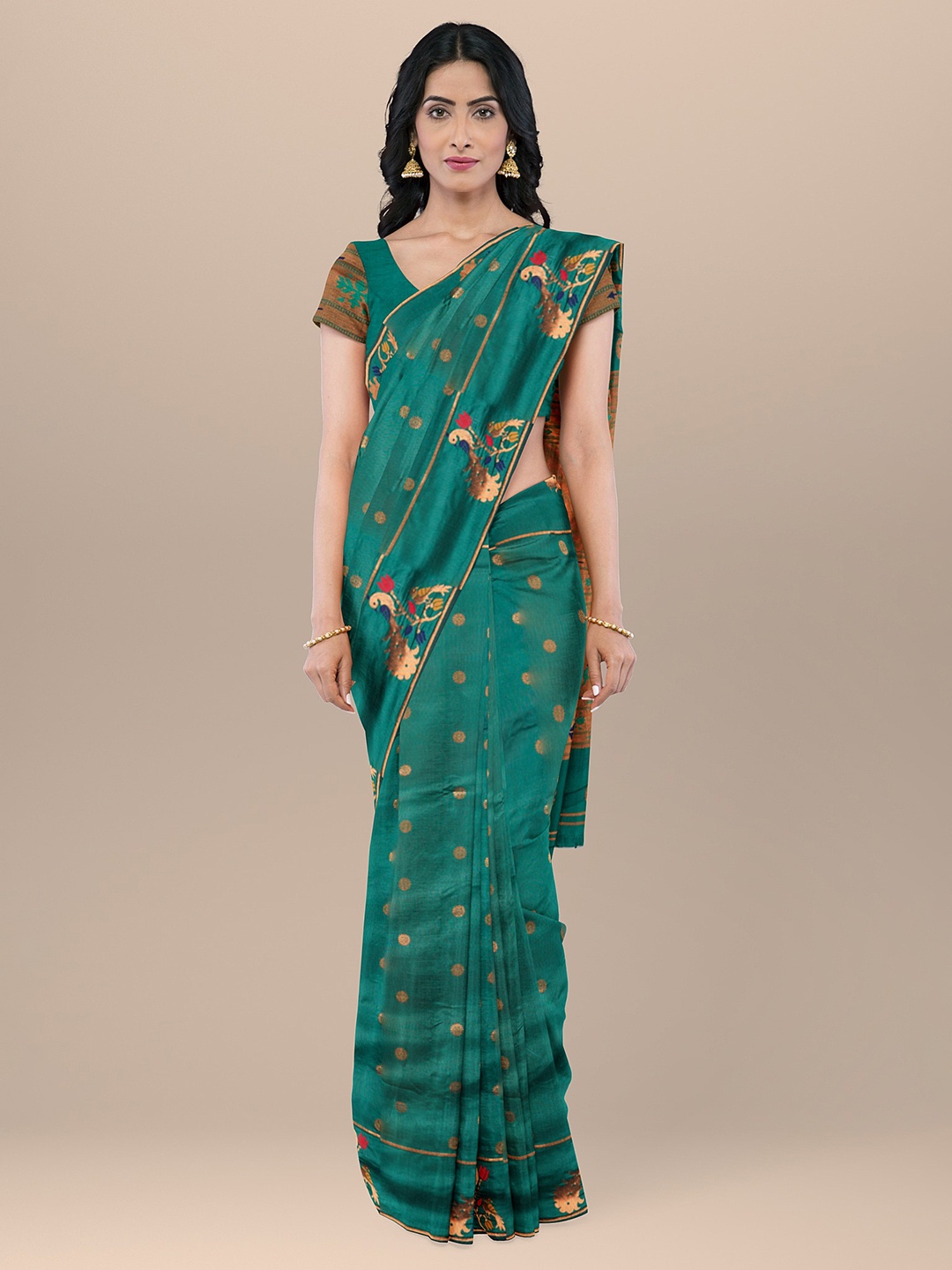 

KAJREE Woven Design Zari Paithani Saree, Green