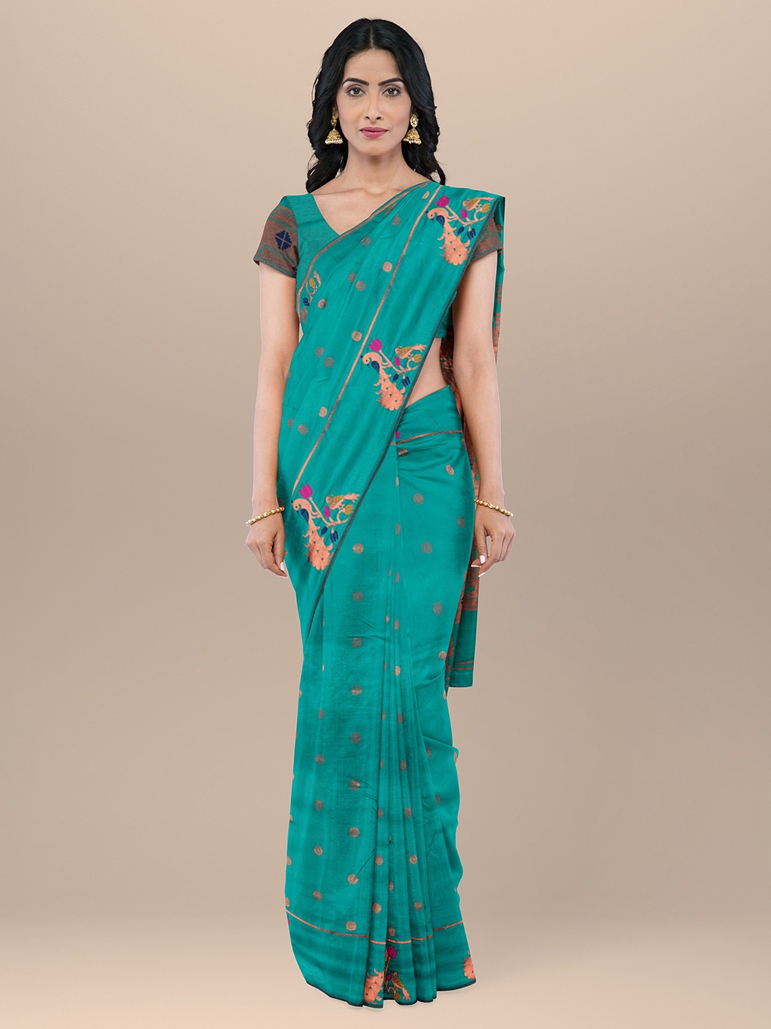 

KAJREE Woven Design Zari Paithani Saree, Green