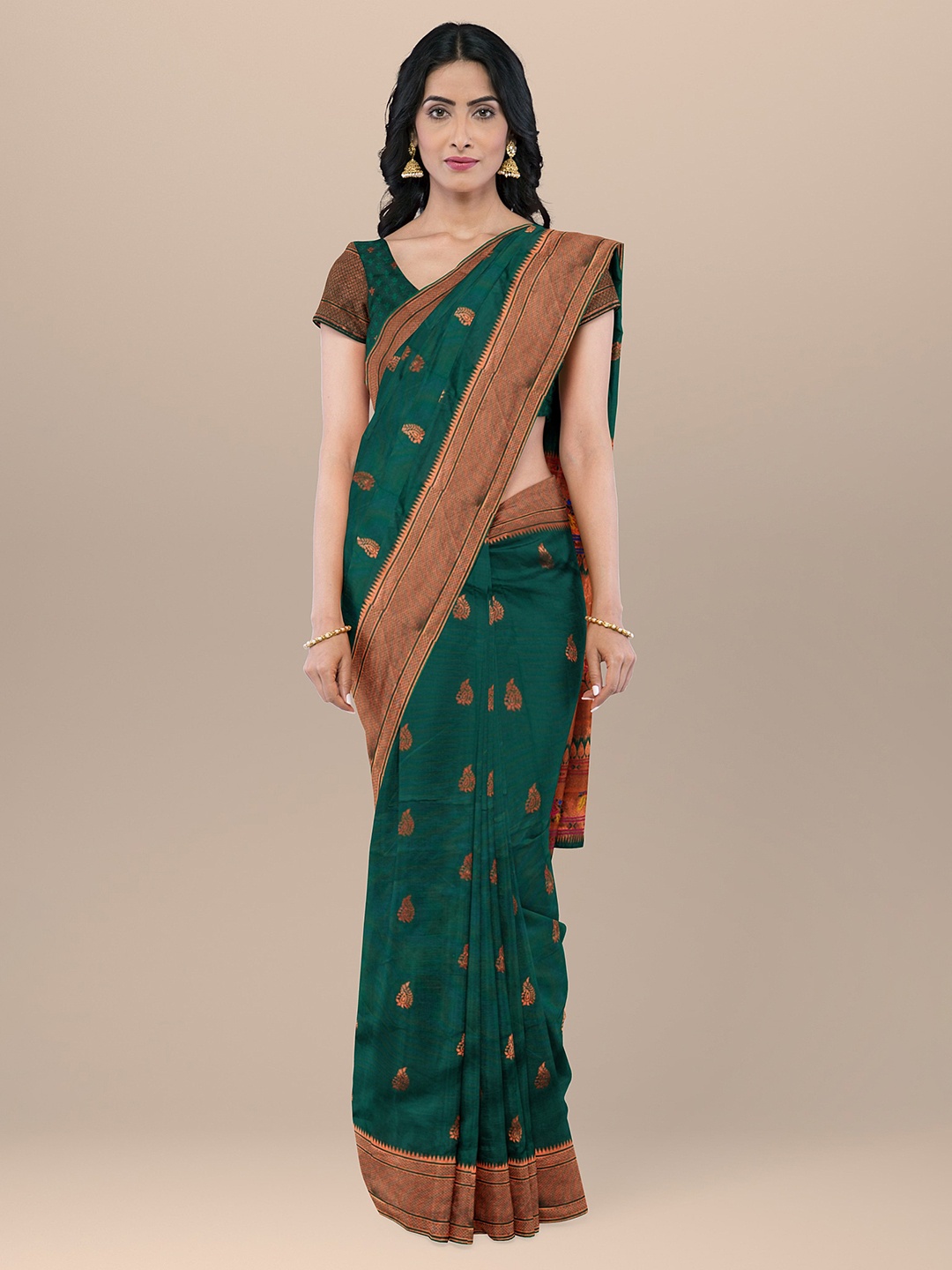 

KAJREE Woven Design Zari Paithani Saree, Green