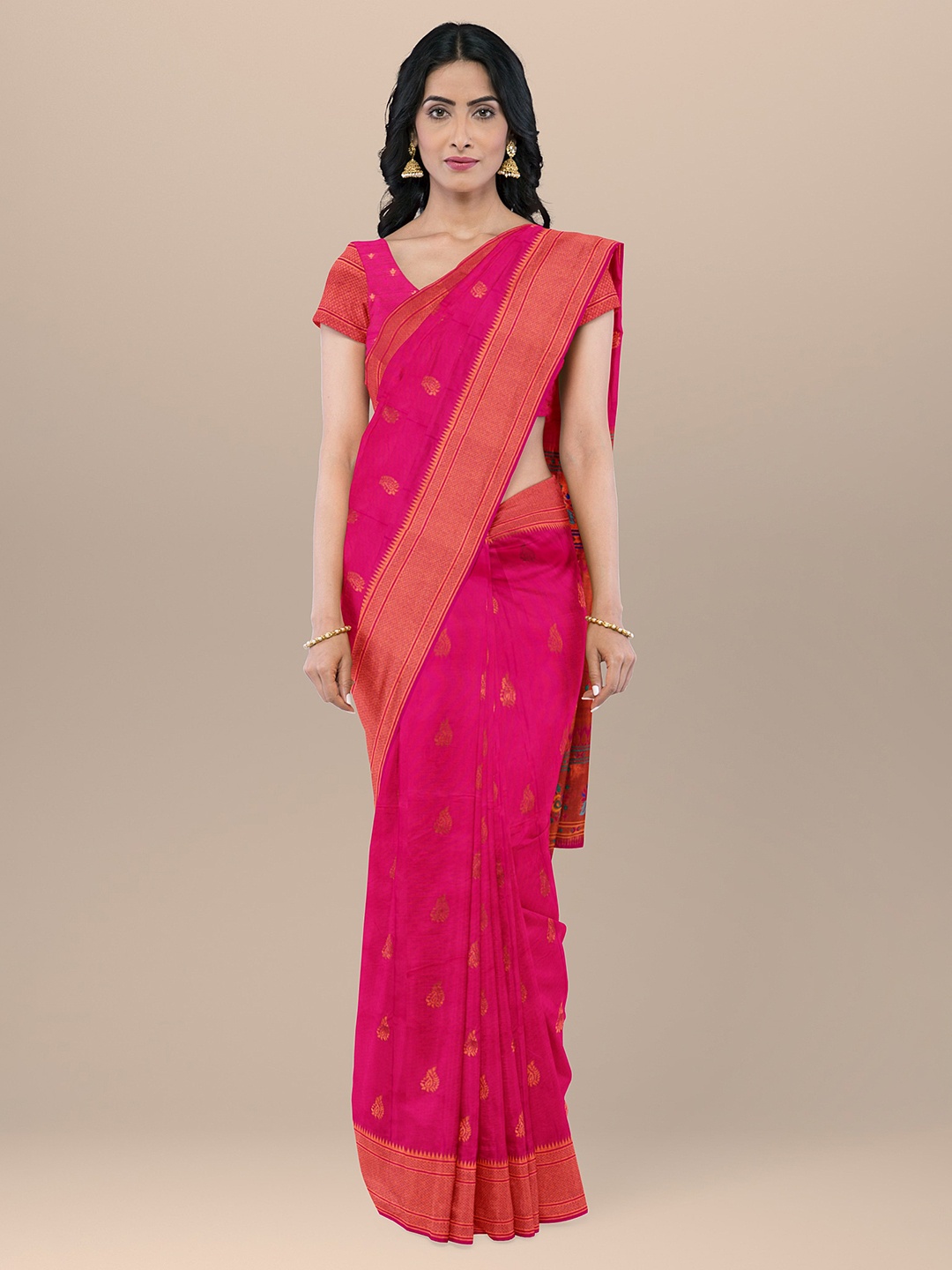 

KAJREE Woven Design Zari Paithani Saree, Pink