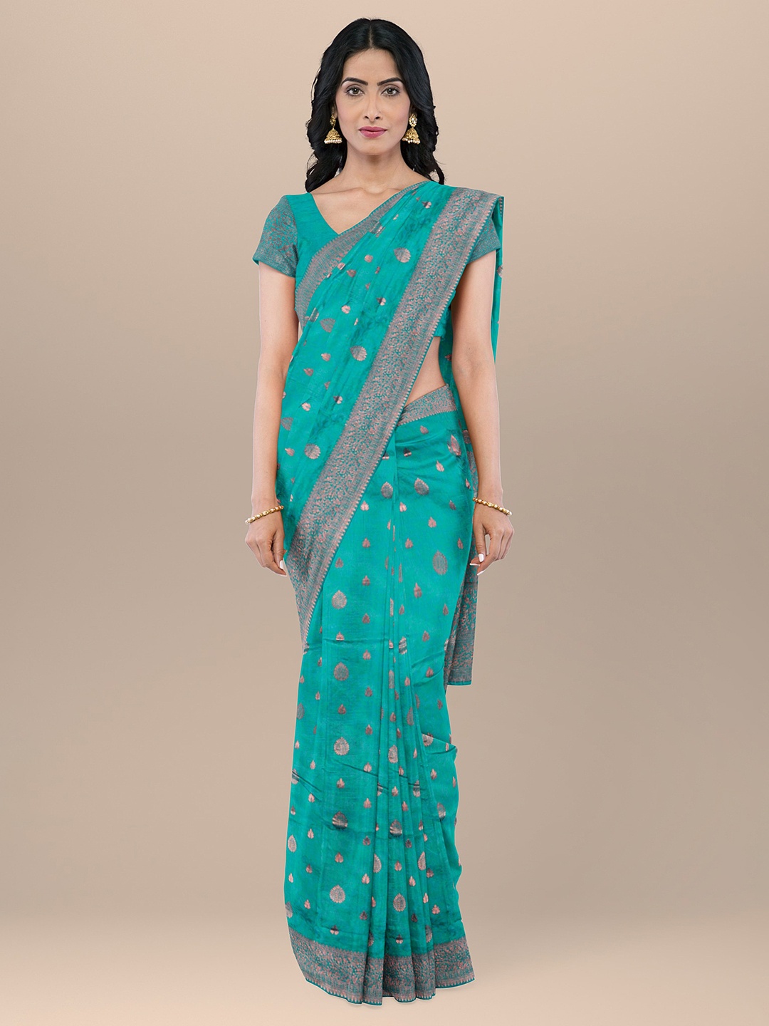 

KAJREE Woven Design Zari Uppada Saree, Green