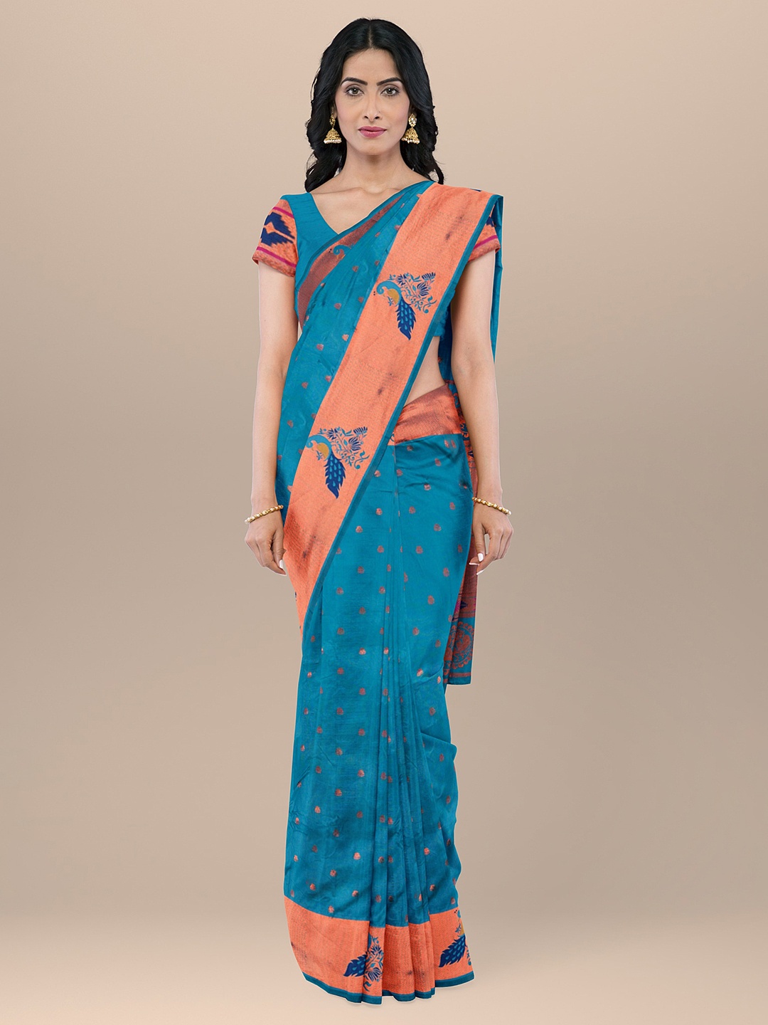 

KAJREE Woven Design Zari Paithani Saree, Green