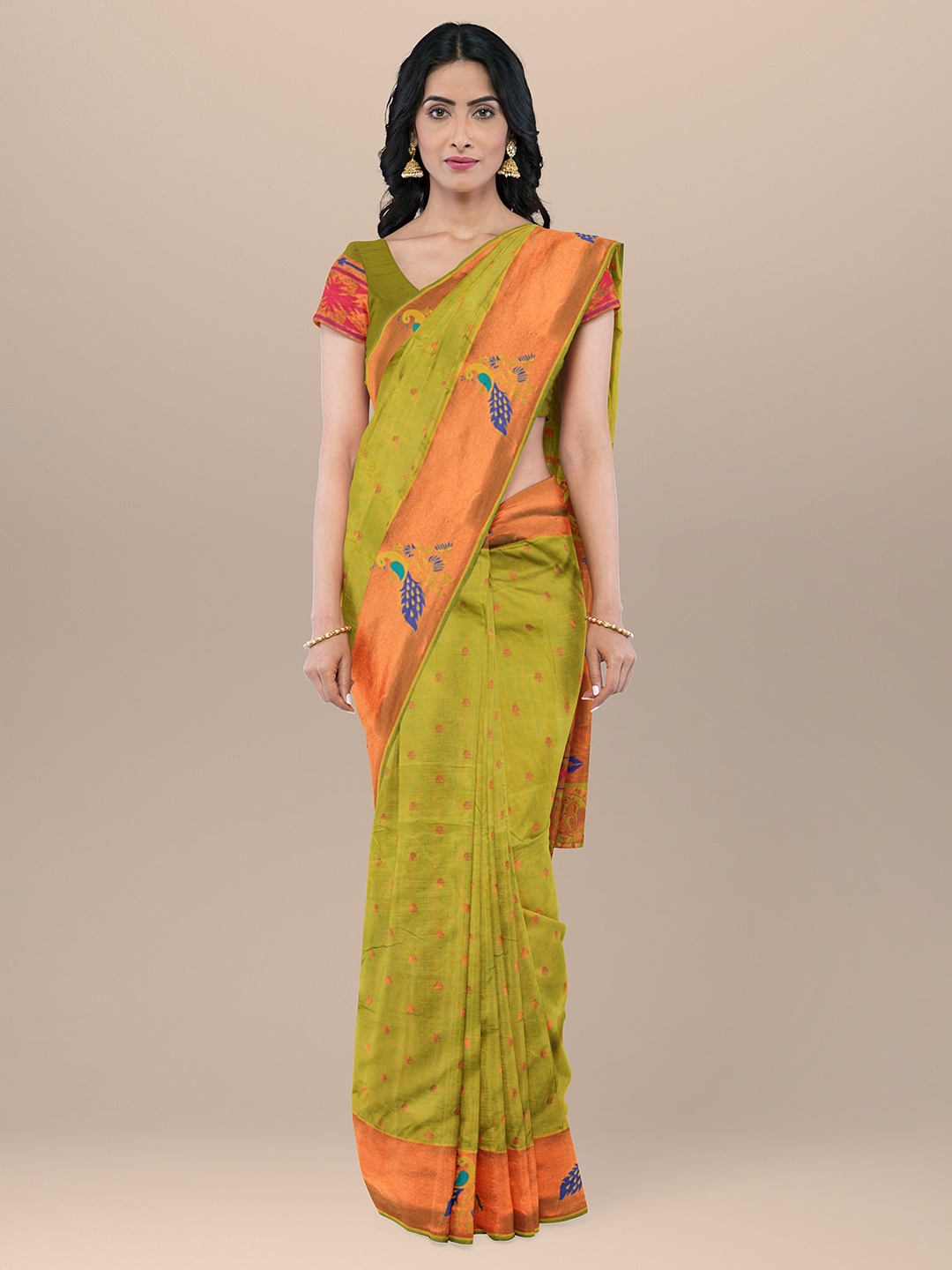 

KAJREE Woven Design Zari Paithani Saree, Green