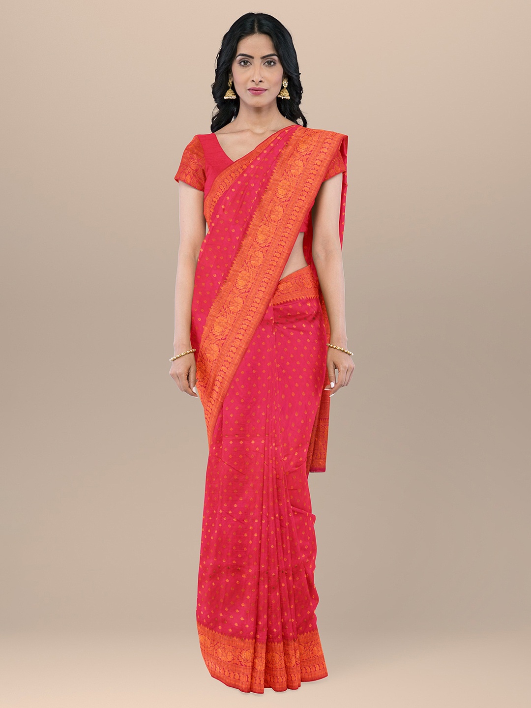 

KAJREE Woven Design Zari Kanjeevaram Saree, Pink