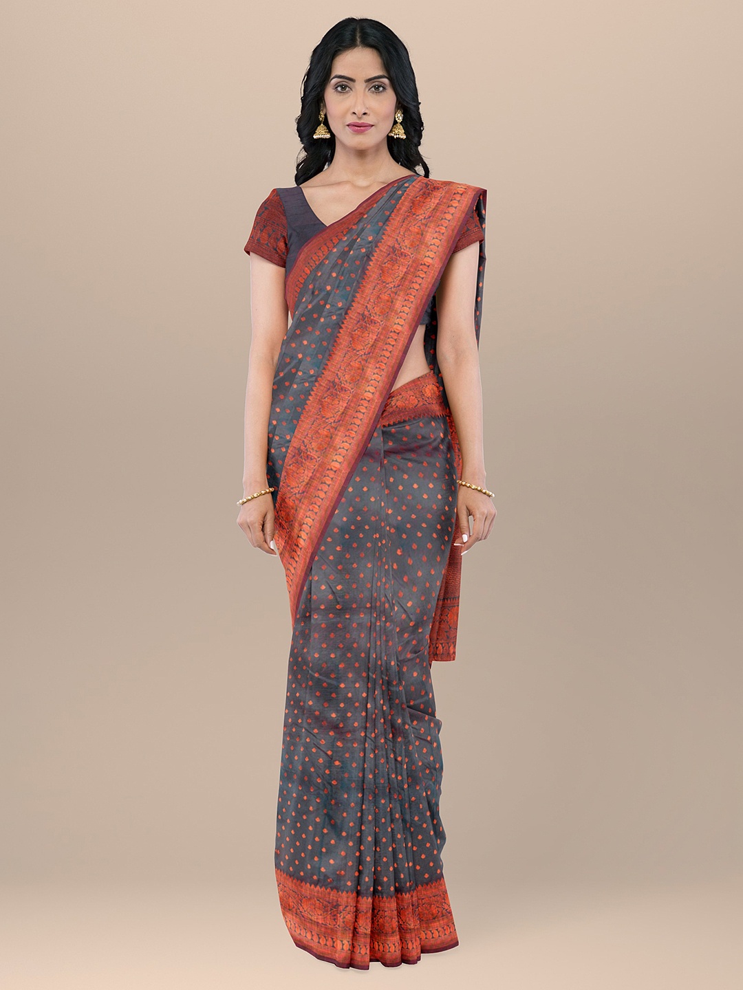 

KAJREE Woven Design Zari Kanjeevaram Saree, Green