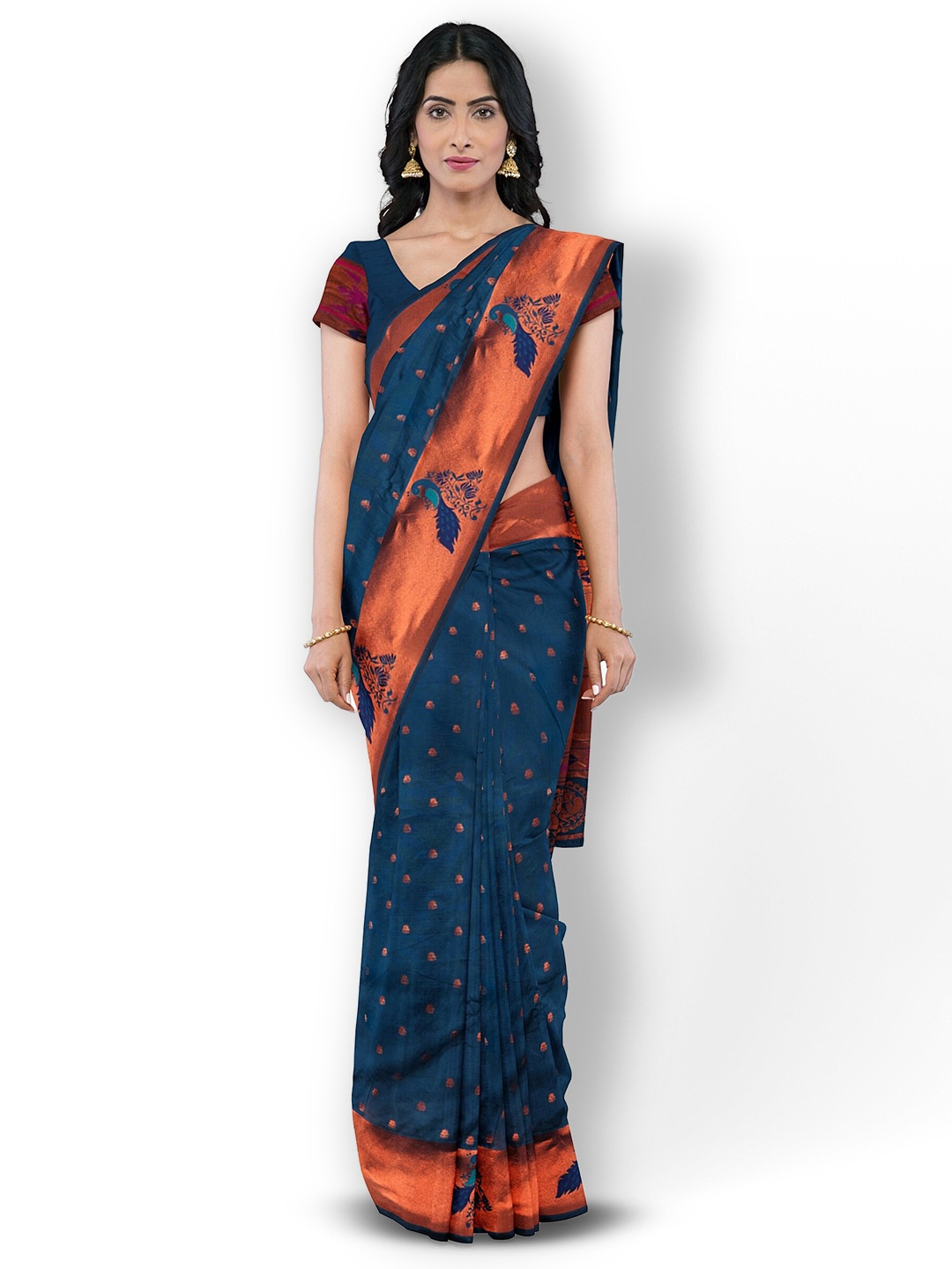 

KAJREE Woven Design Zari Paithani Saree, Blue
