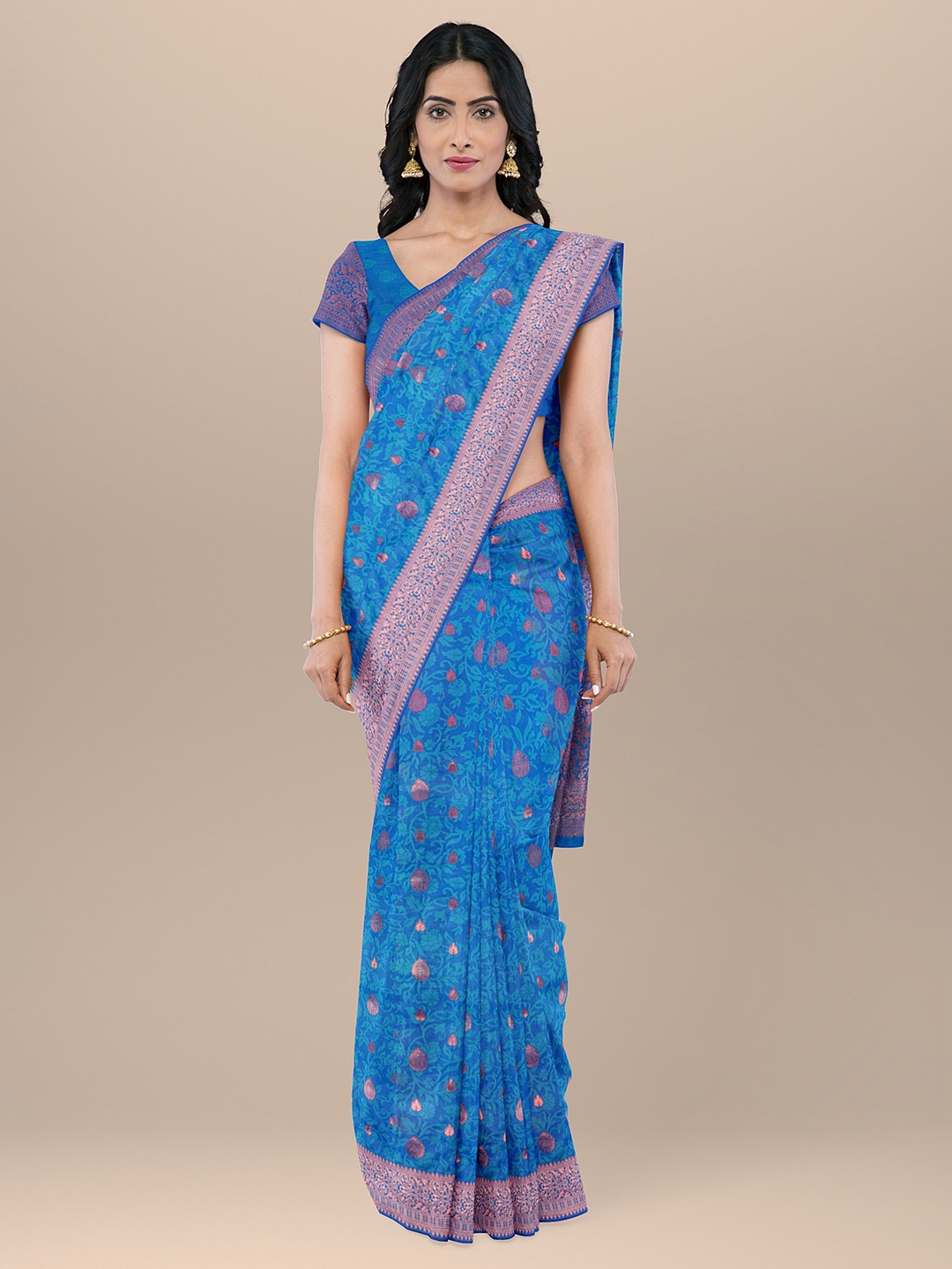 

KAJREE Woven Design Zari Uppada Saree, Blue