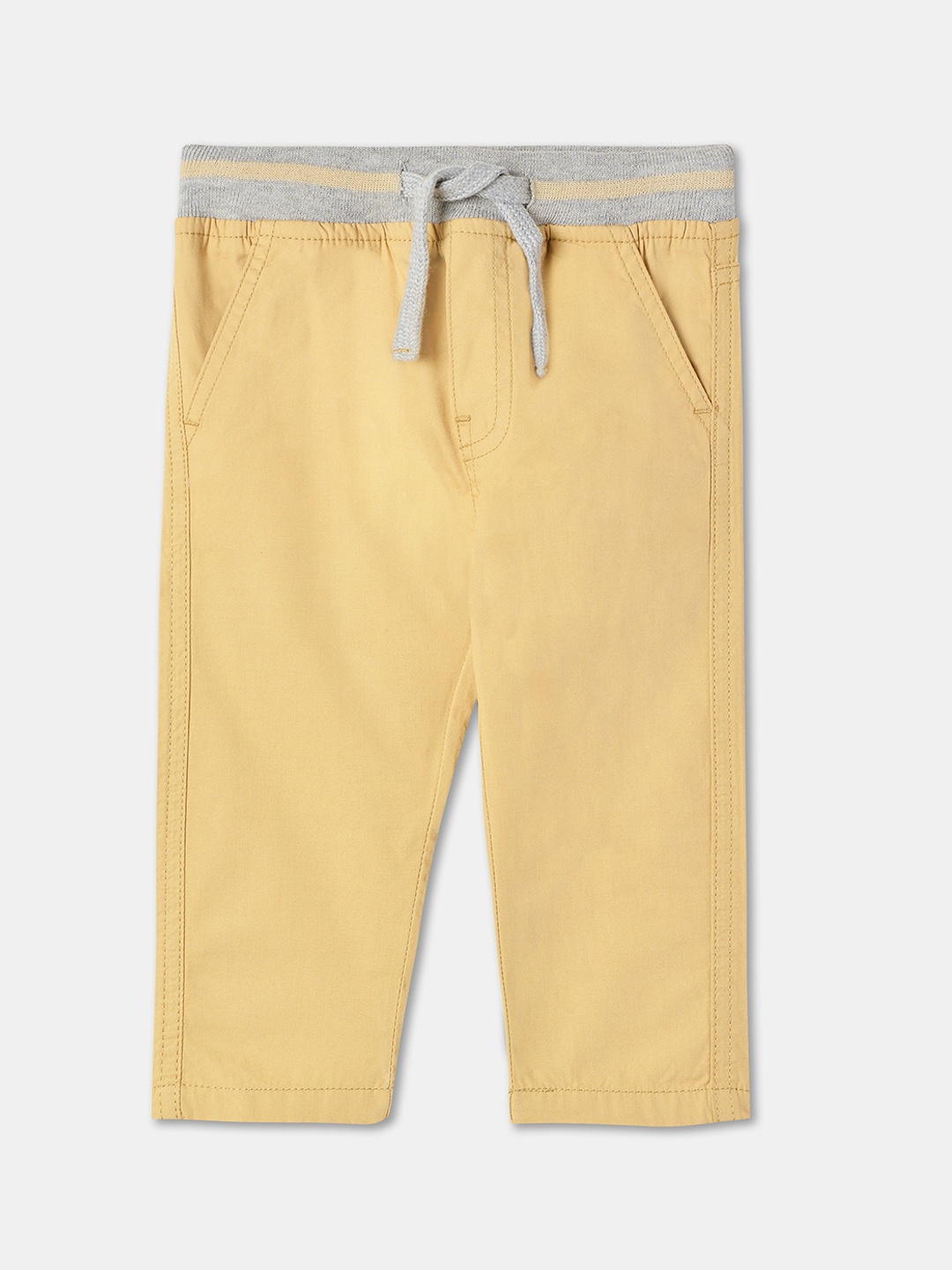 

R&B Boys Mid-Rise Cotton Trousers, Yellow