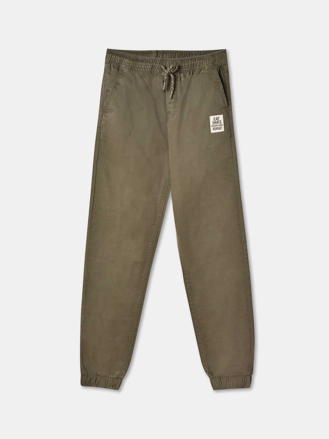 

R&B Boys Mid-Rise Cotton Joggers, Olive