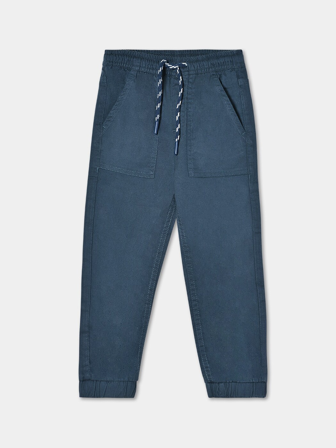 

R&B Boys Mid-Rise Cotton Trousers, Blue