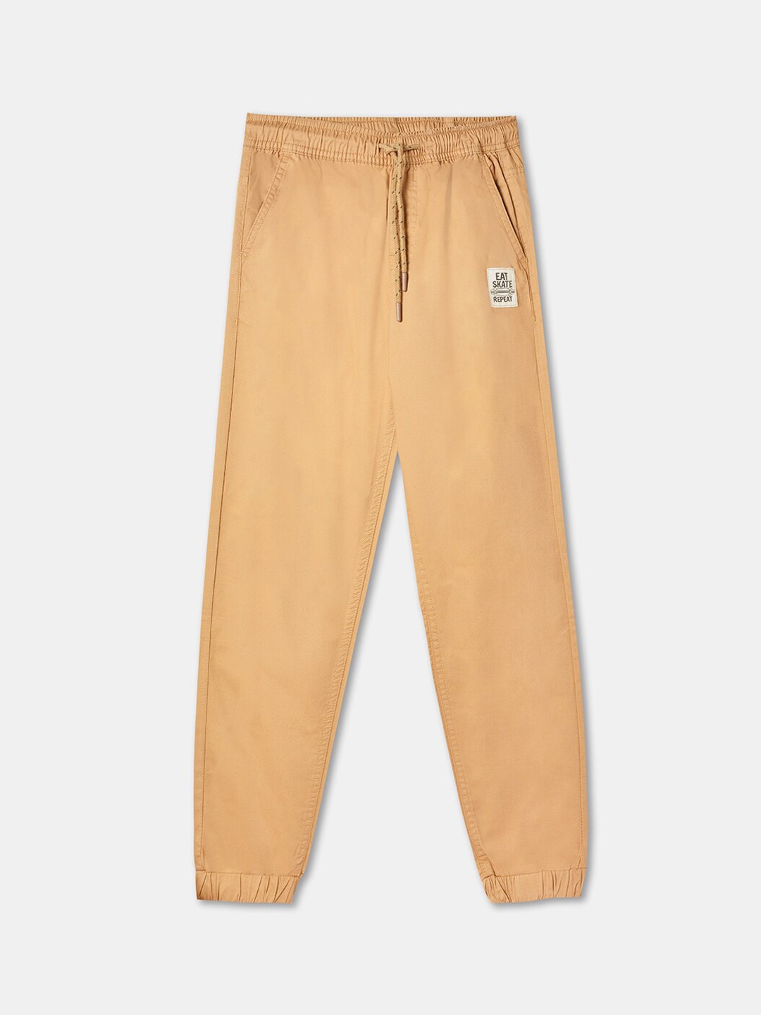 

R&B Boys Mid-Rise Cotton Joggers, Khaki