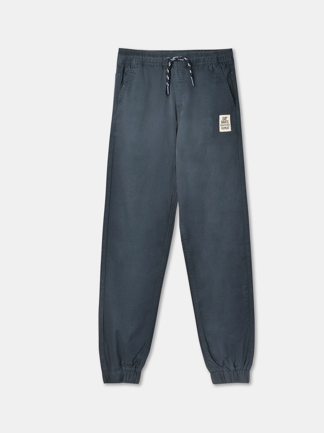 

R&B Boys Mid-Rise Cotton Joggers, Blue