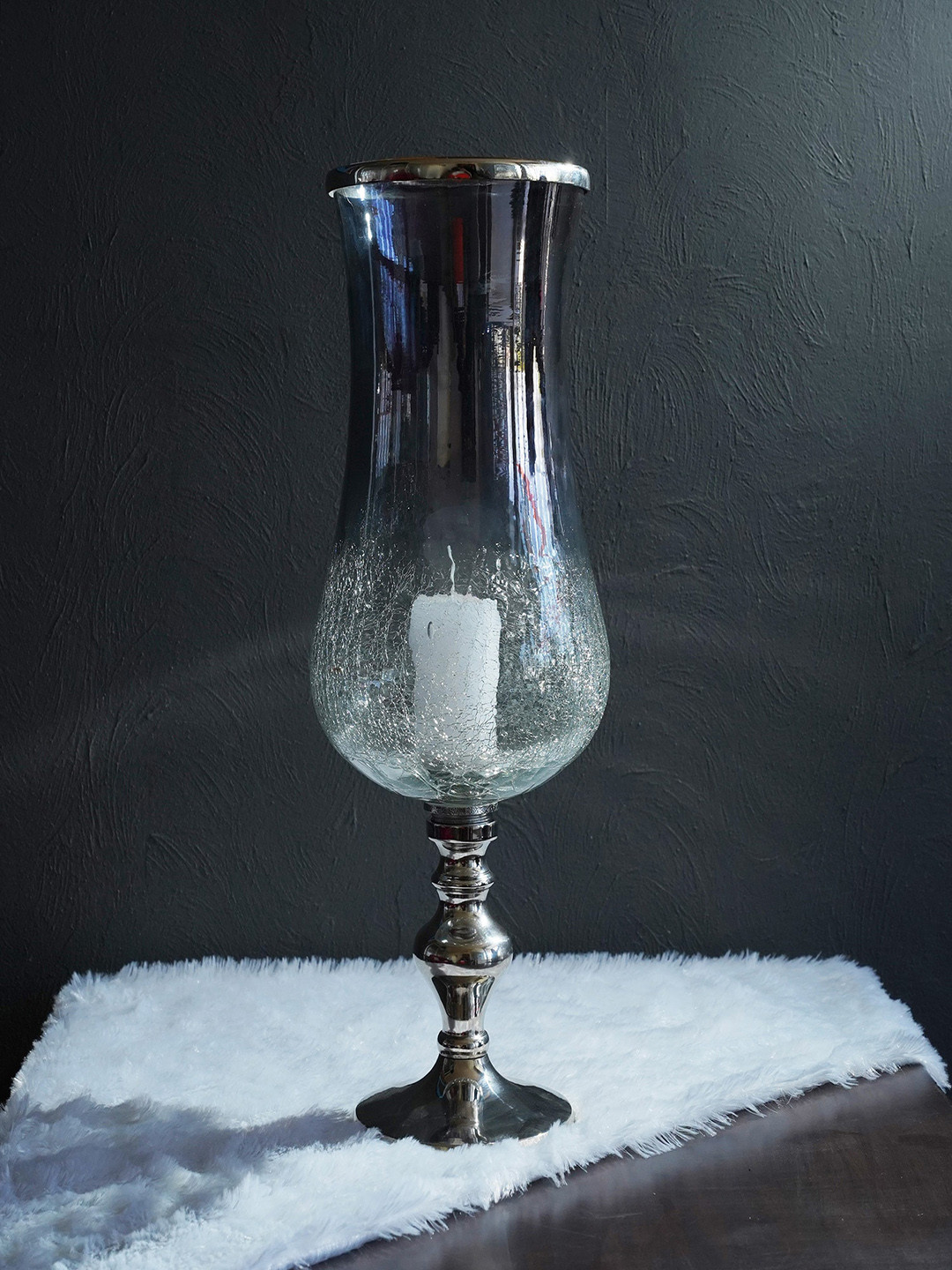 

Folkstorys Transparent Elegant Crackle Hurricane, Silver