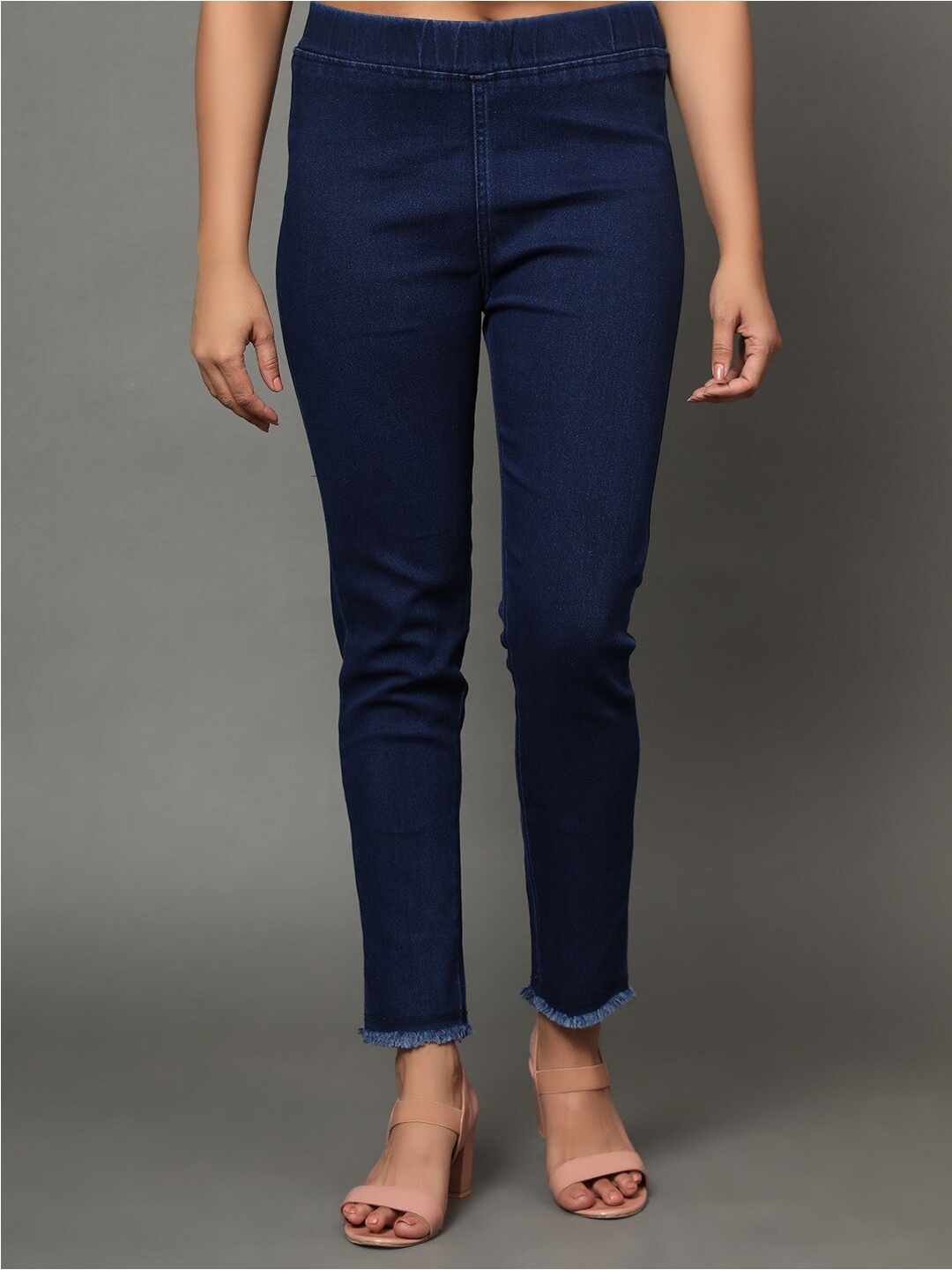 

AngelFab Women Cotton Denim Jeggings, Blue