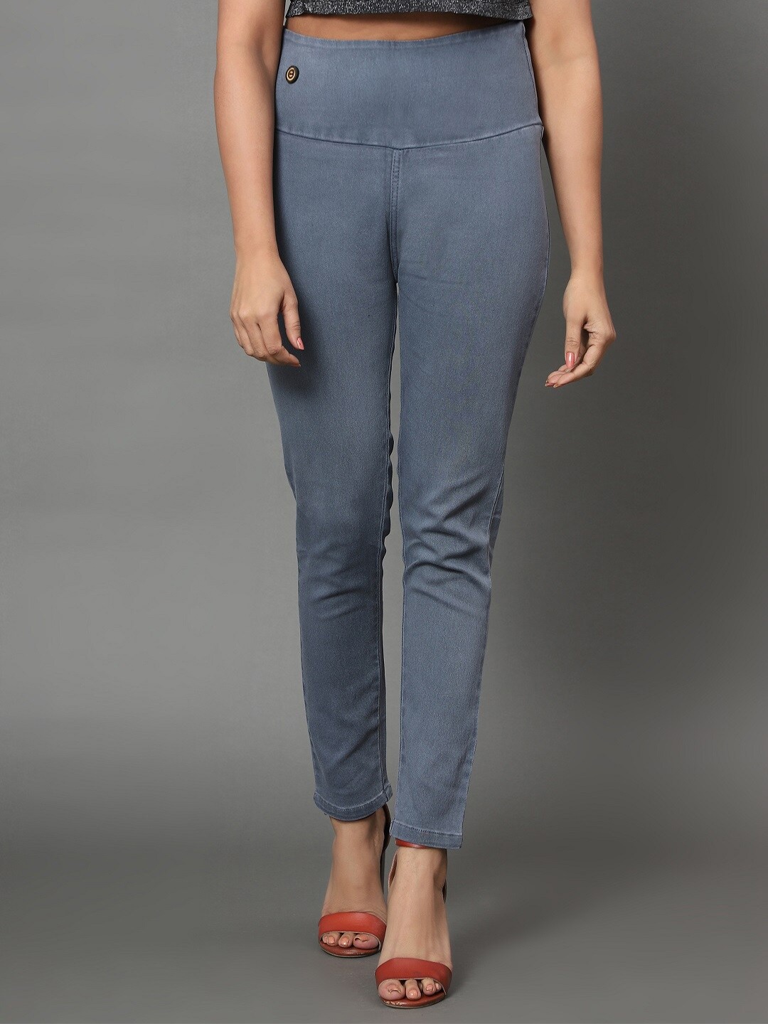 

AngelFab Women Cotton Denim Jeggings, Grey