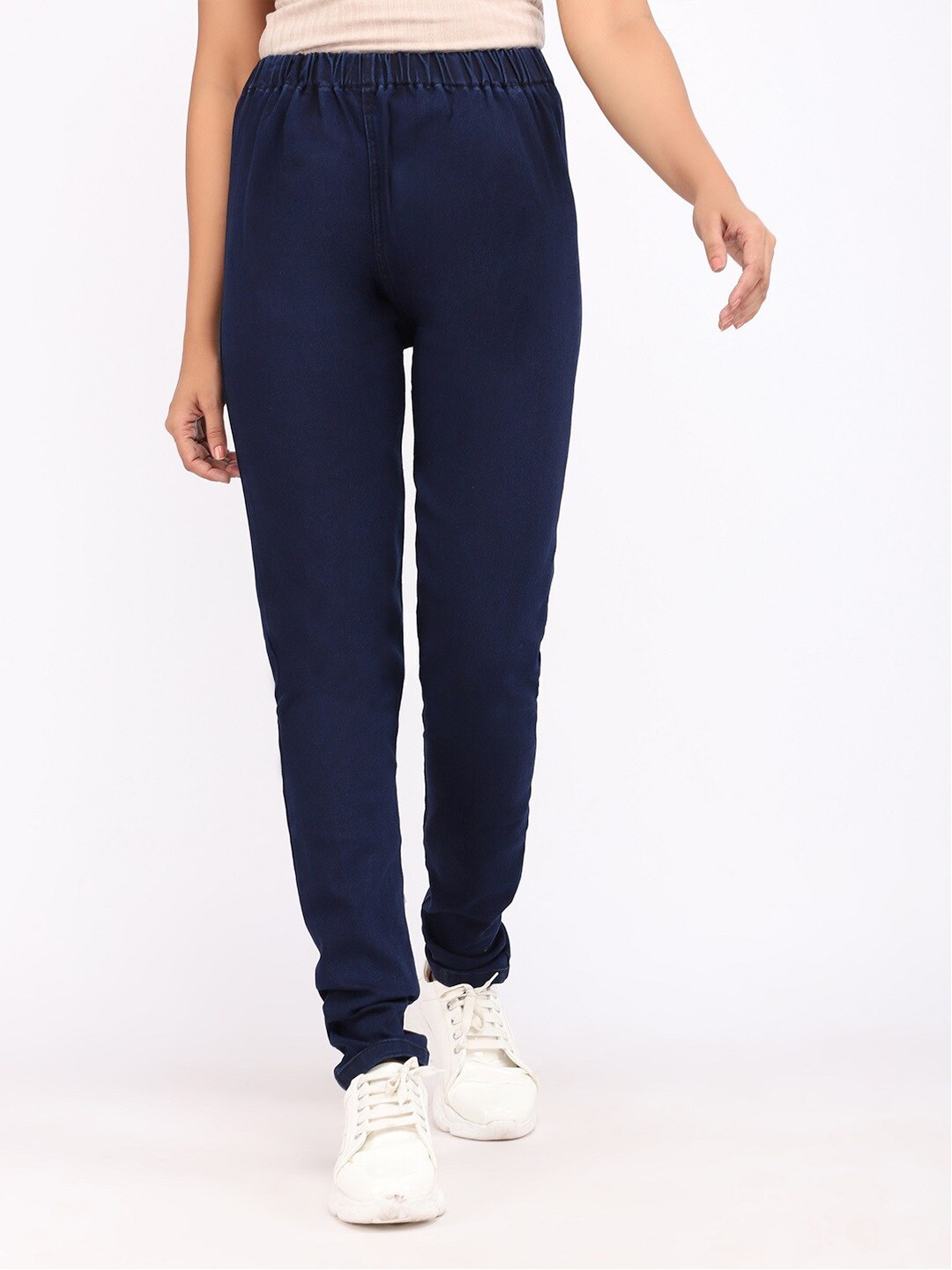

AngelFab Women Cotton Denim Jeggings, Navy blue