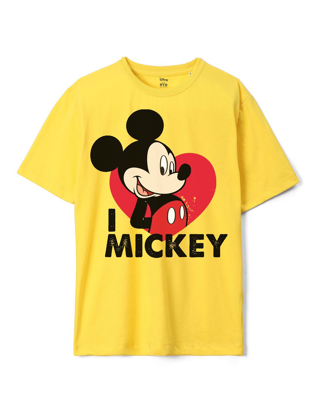 

Wear Your Mind Boys Mickey Mouse Printed Pure Cotton Oversized T-shirt, Yellow